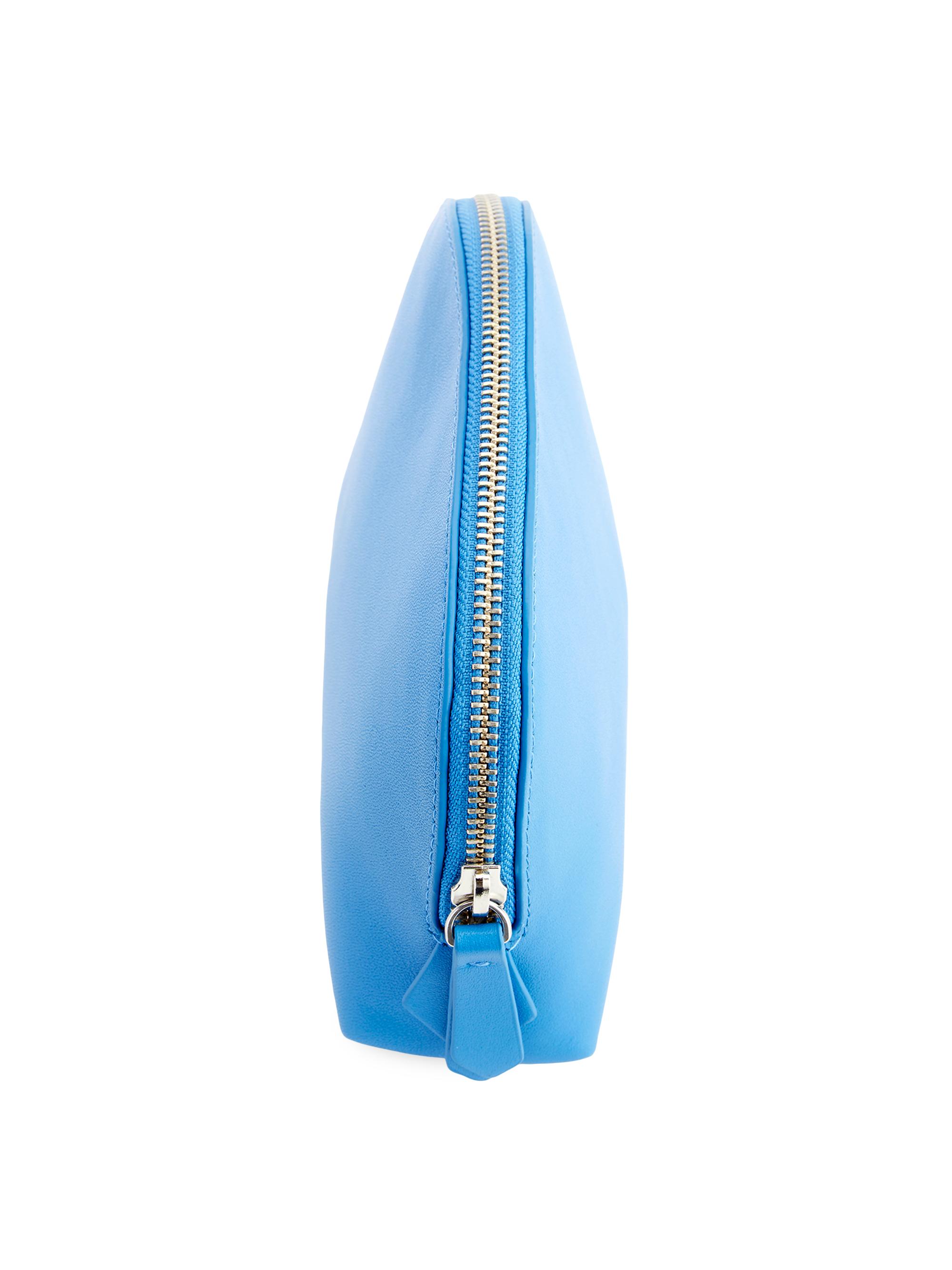 Royce New York Women's Compact Leather Cosmetic Bag - Light Blue | Thumbnail 2