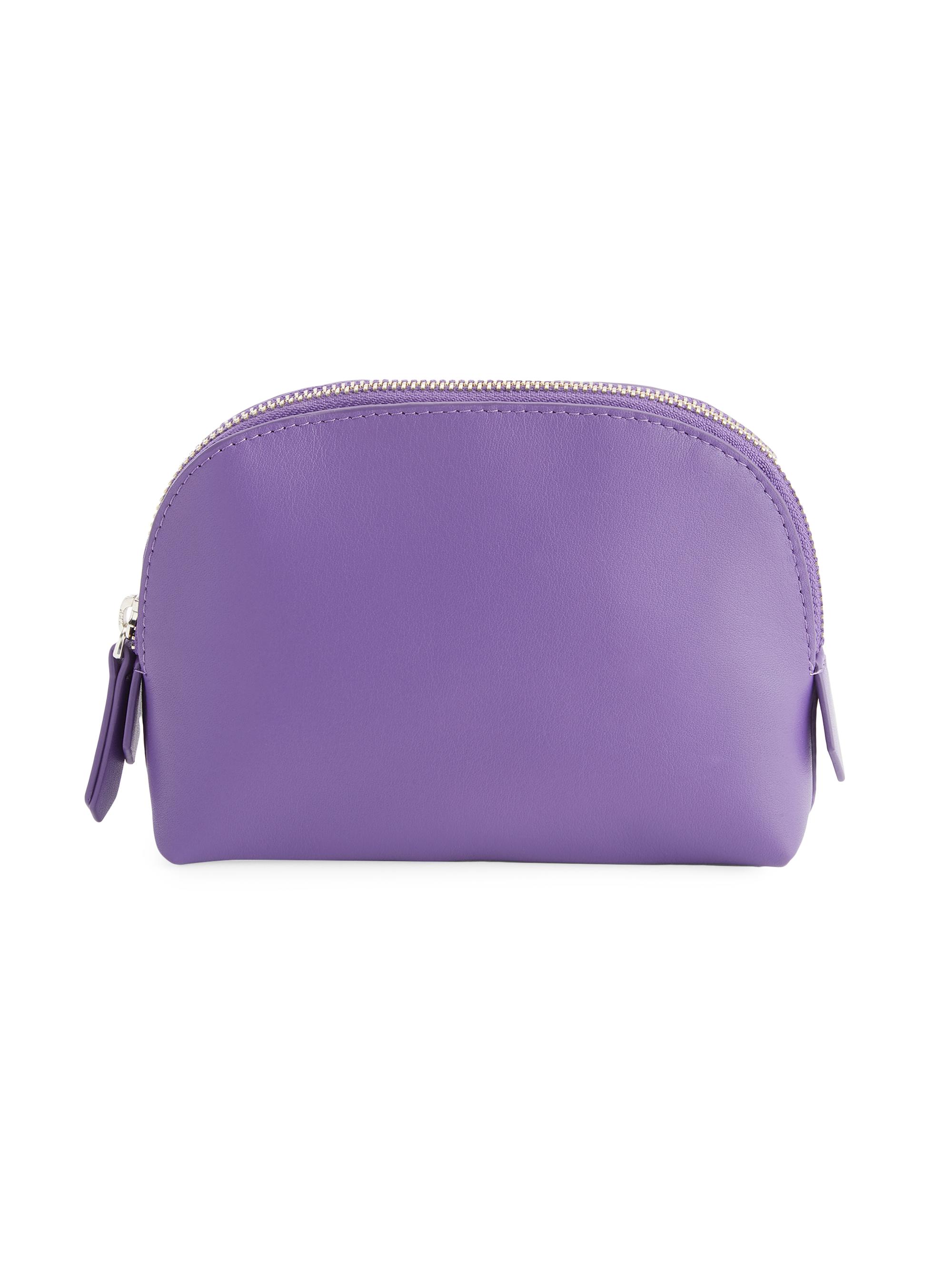 Royce New York Women's Compact Leather Cosmetic Bag - Purple