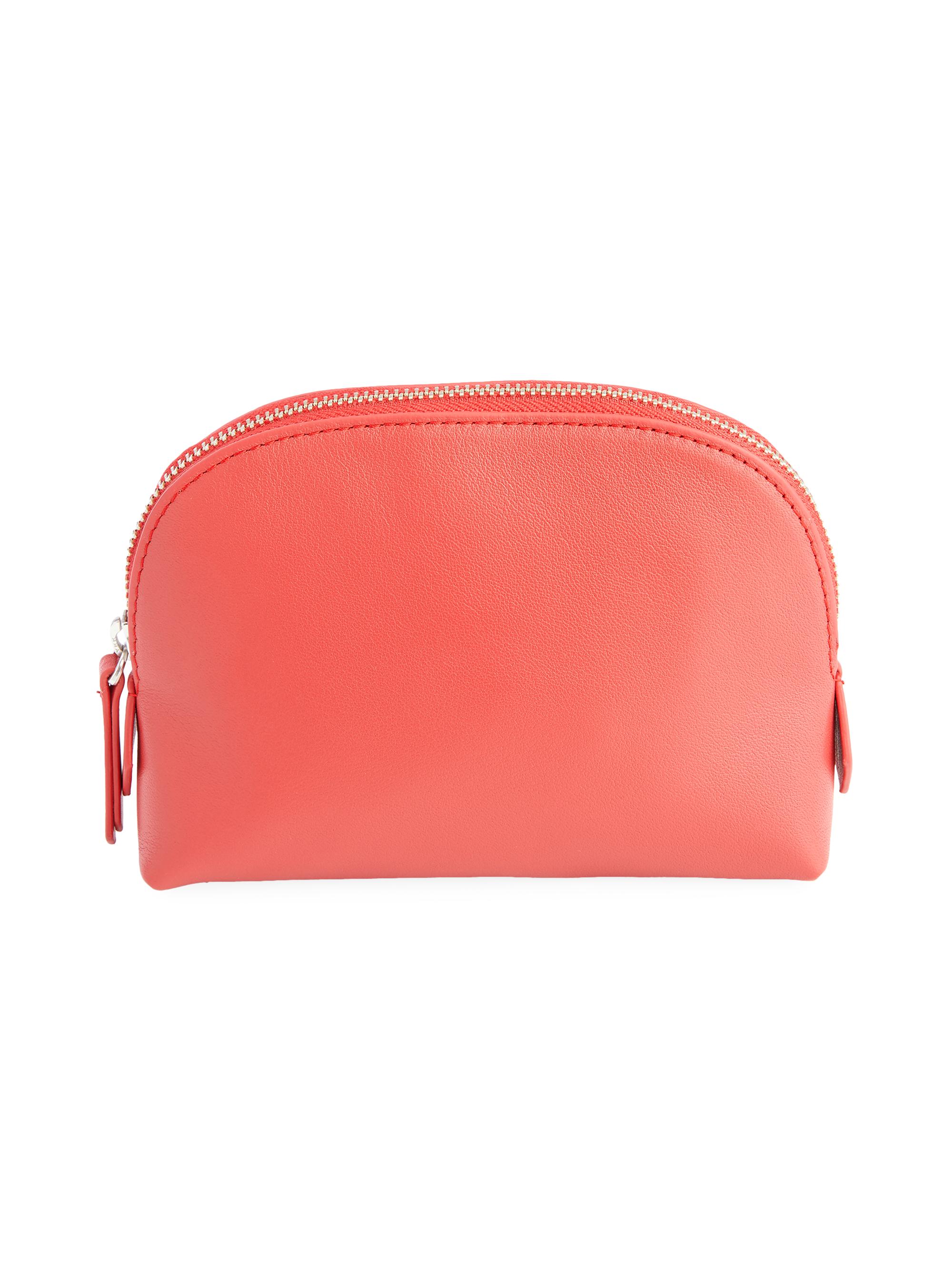 Royce New York Women's Compact Leather Cosmetic Bag - Red | Thumbnail 3