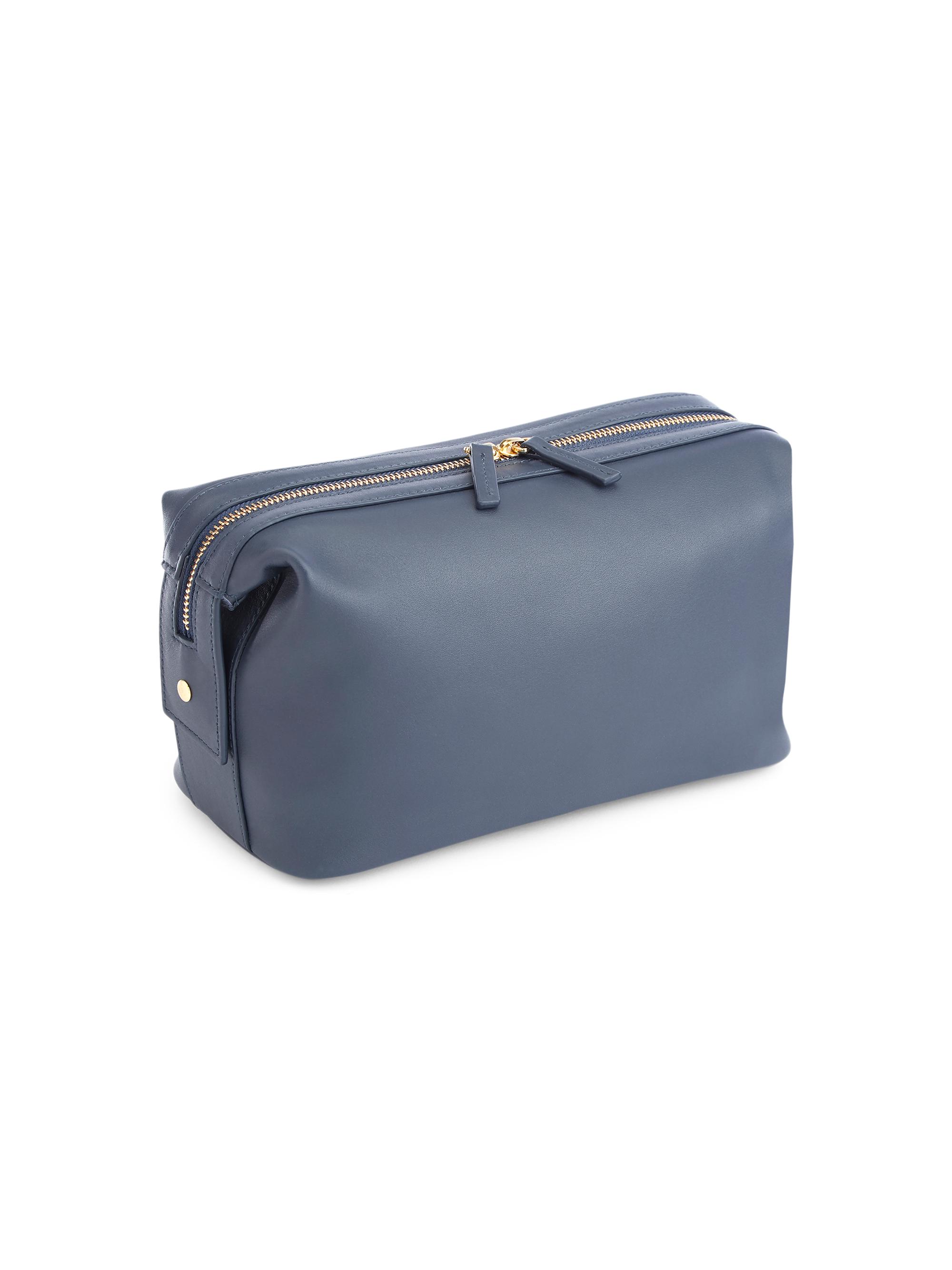 Royce New York Women's Leather Toiletry Bag - Navy Blue | Thumbnail 6