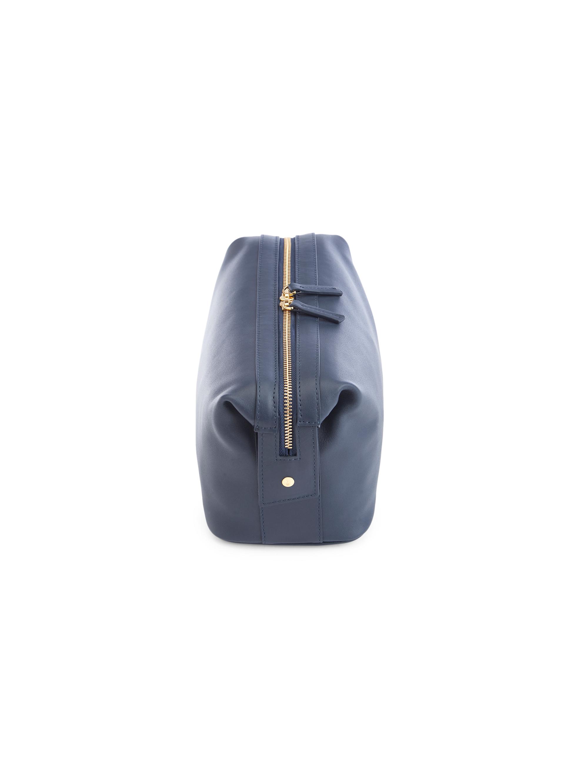 Royce New York Women's Leather Toiletry Bag - Navy Blue | Thumbnail 7