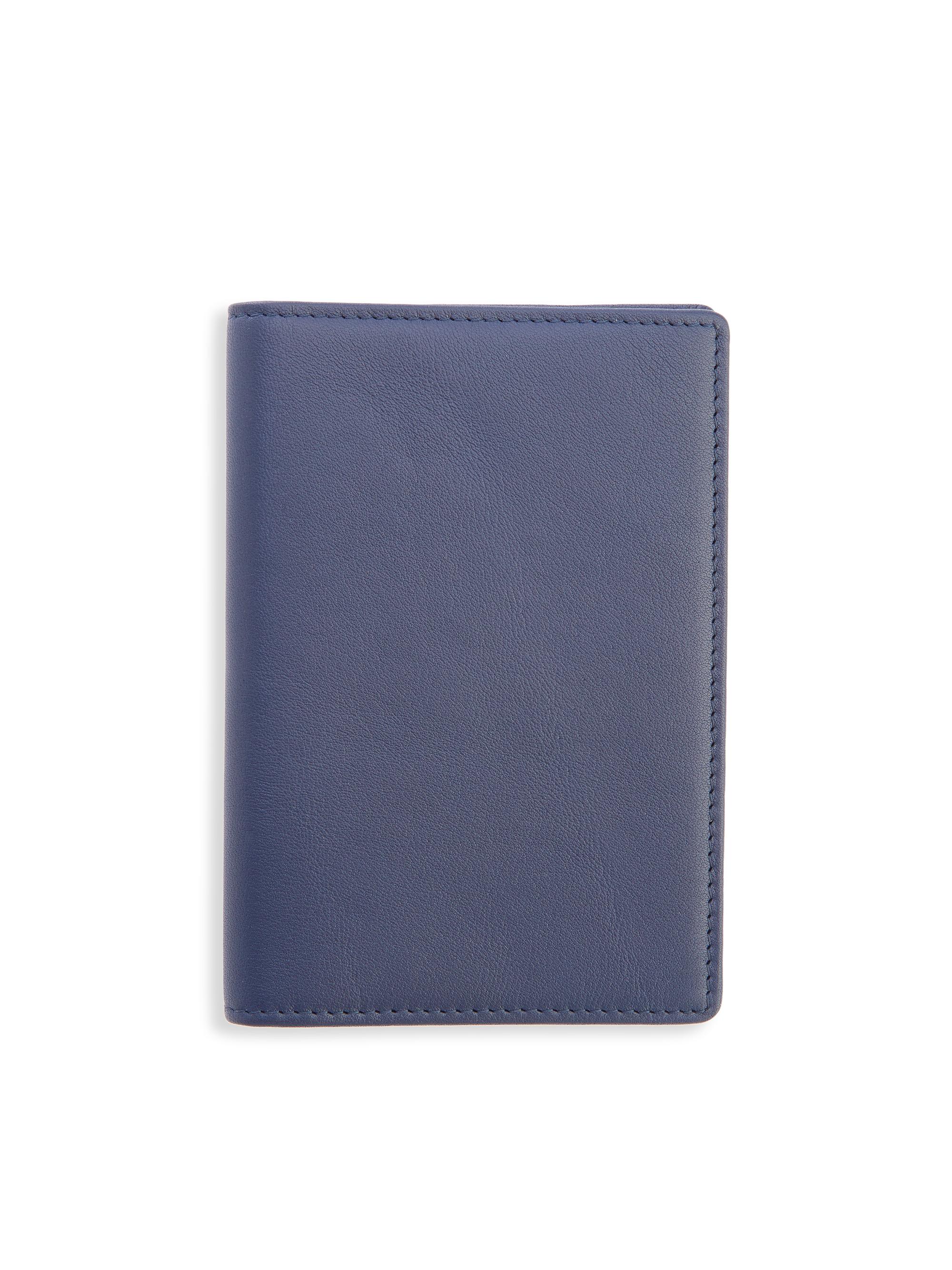 Royce New York Women's RFID-Blocking Leather Passport Case - Navy Blue