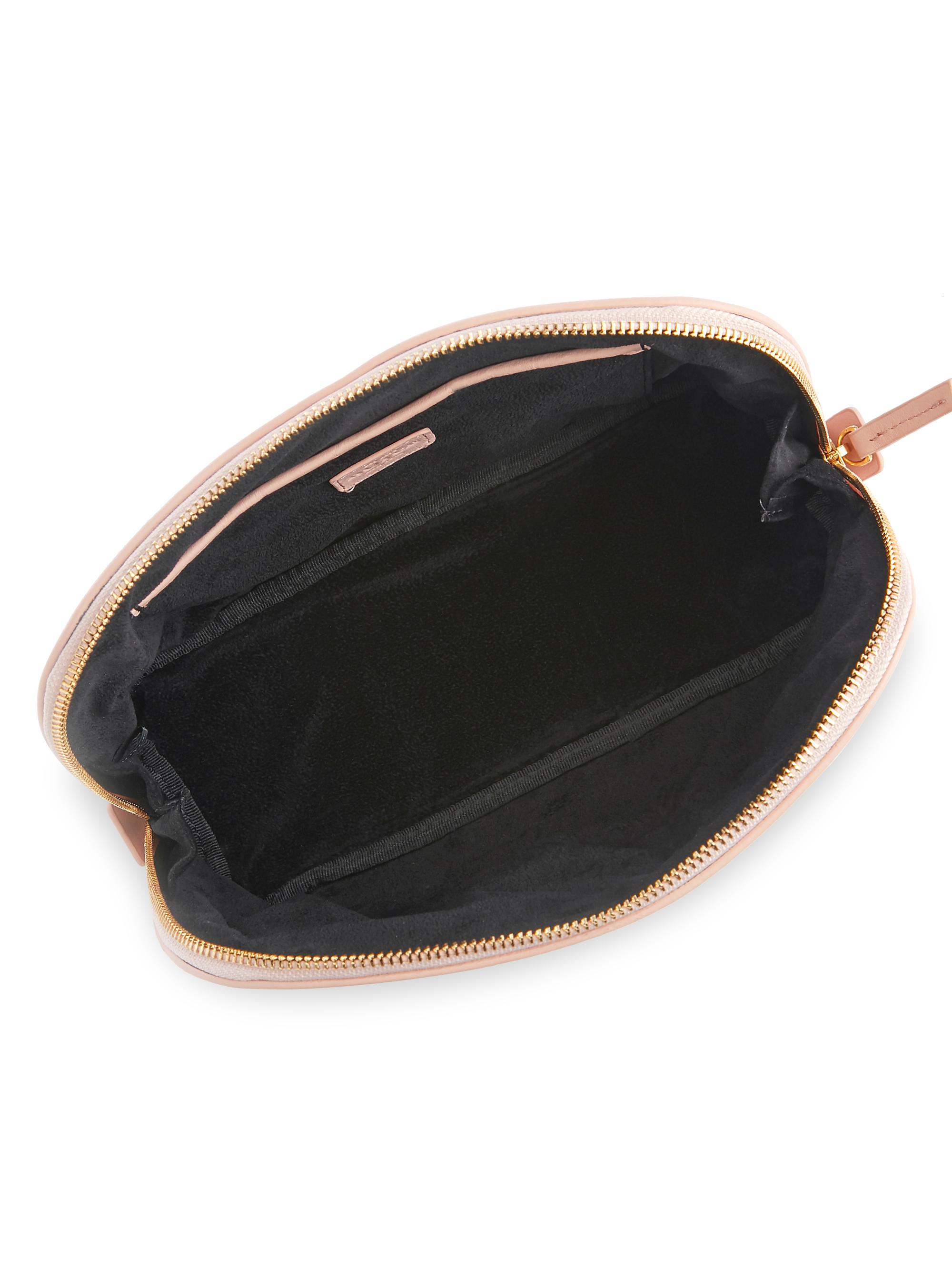 Royce New York Women's Leather Cosmetic Bag - Blush Pink | Thumbnail 2