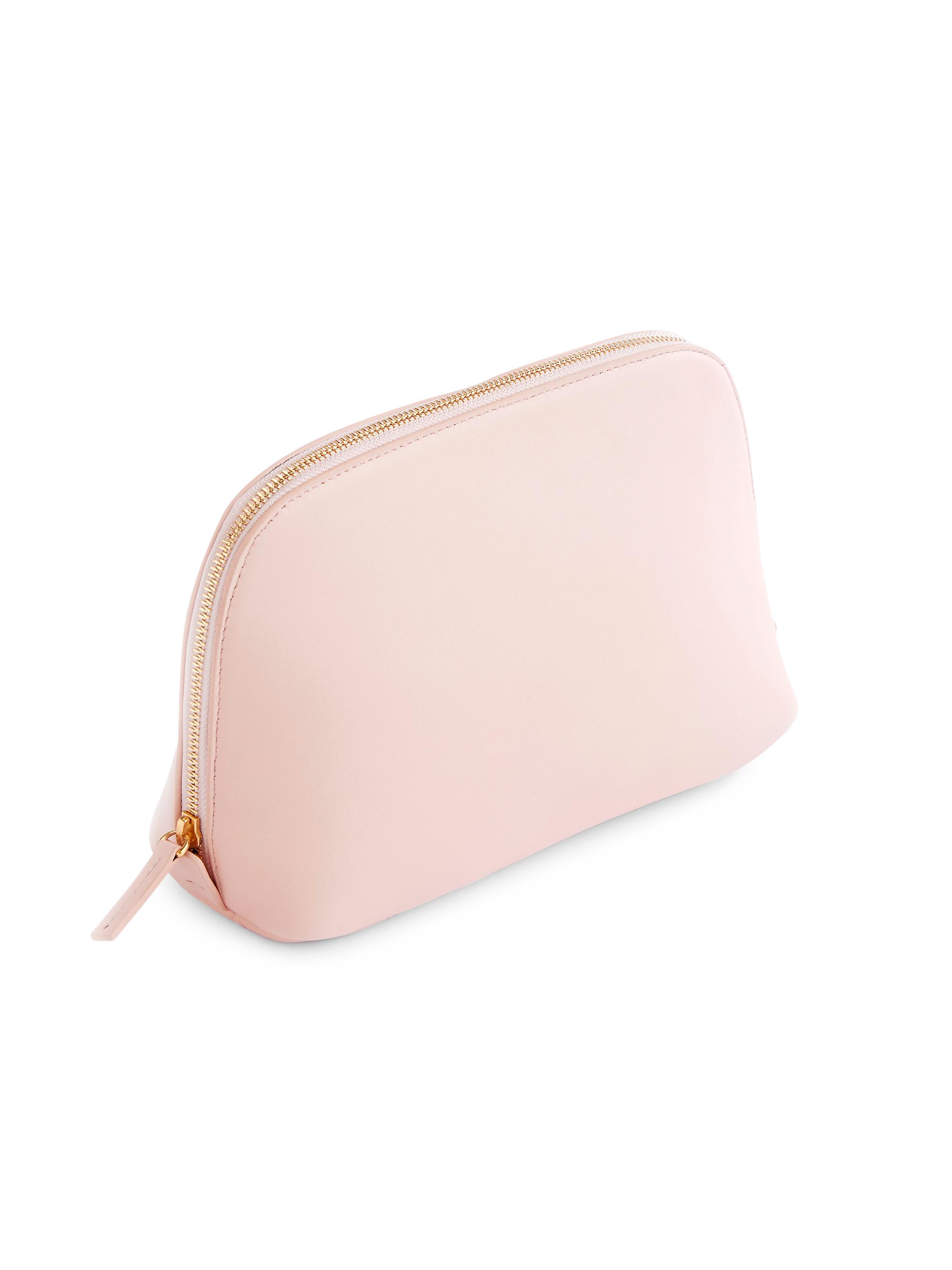 Royce New York Women's Leather Cosmetic Bag - Blush Pink | Thumbnail 3