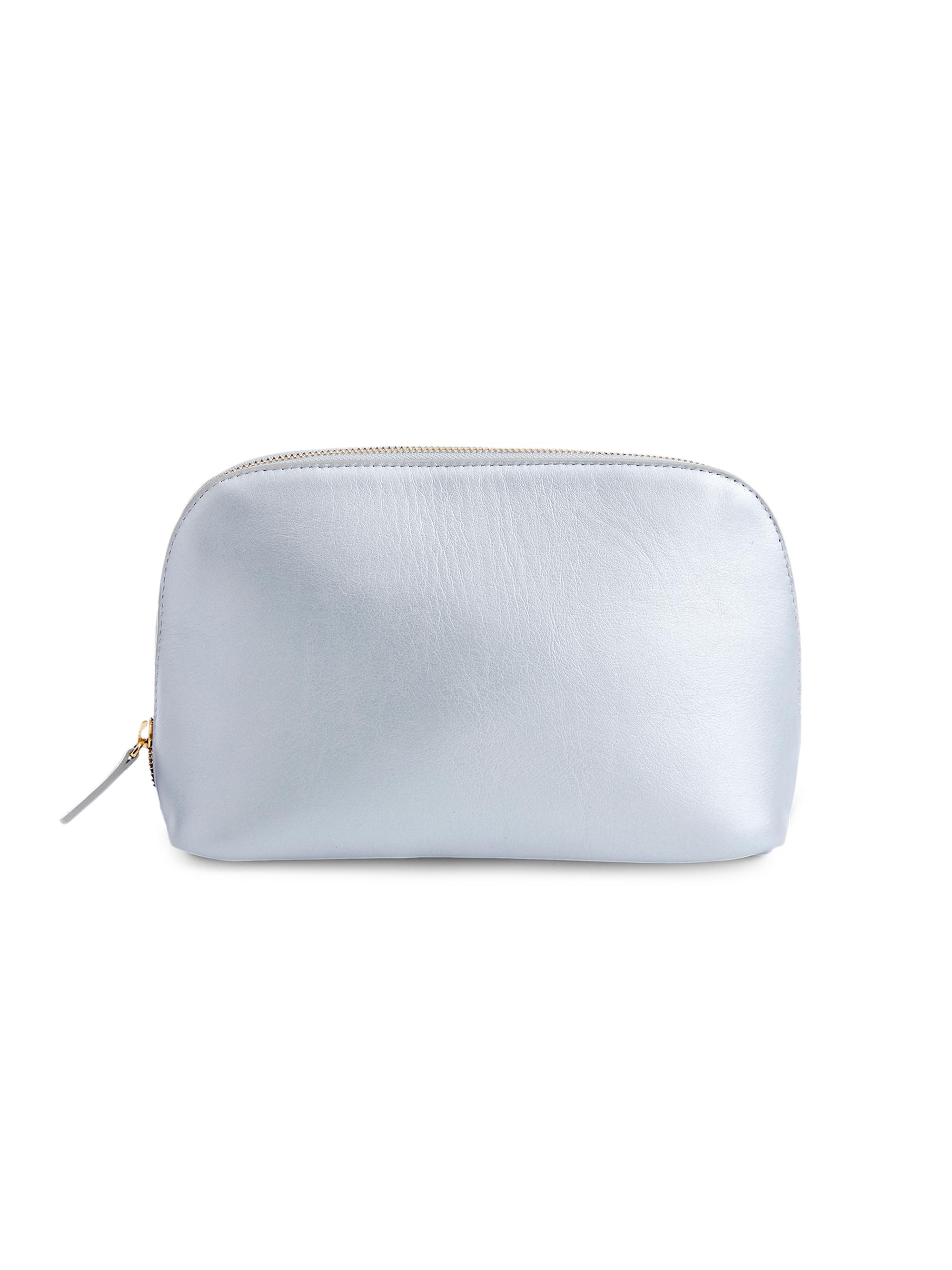 Royce New York Women's Leather Cosmetic Bag - Silver | Thumbnail 5