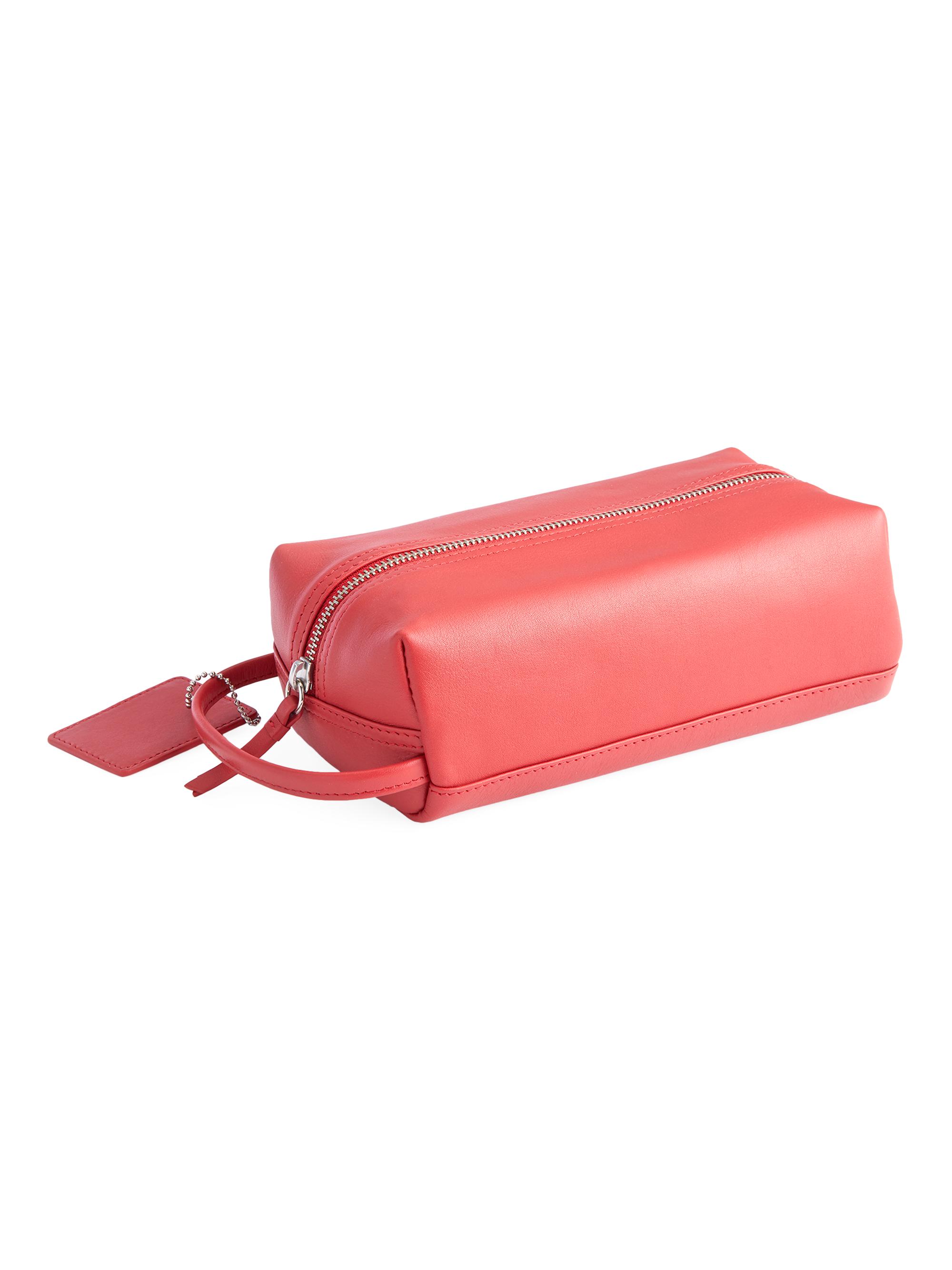 Royce New York Women's Compact Leather Toiletry Bag - Red
