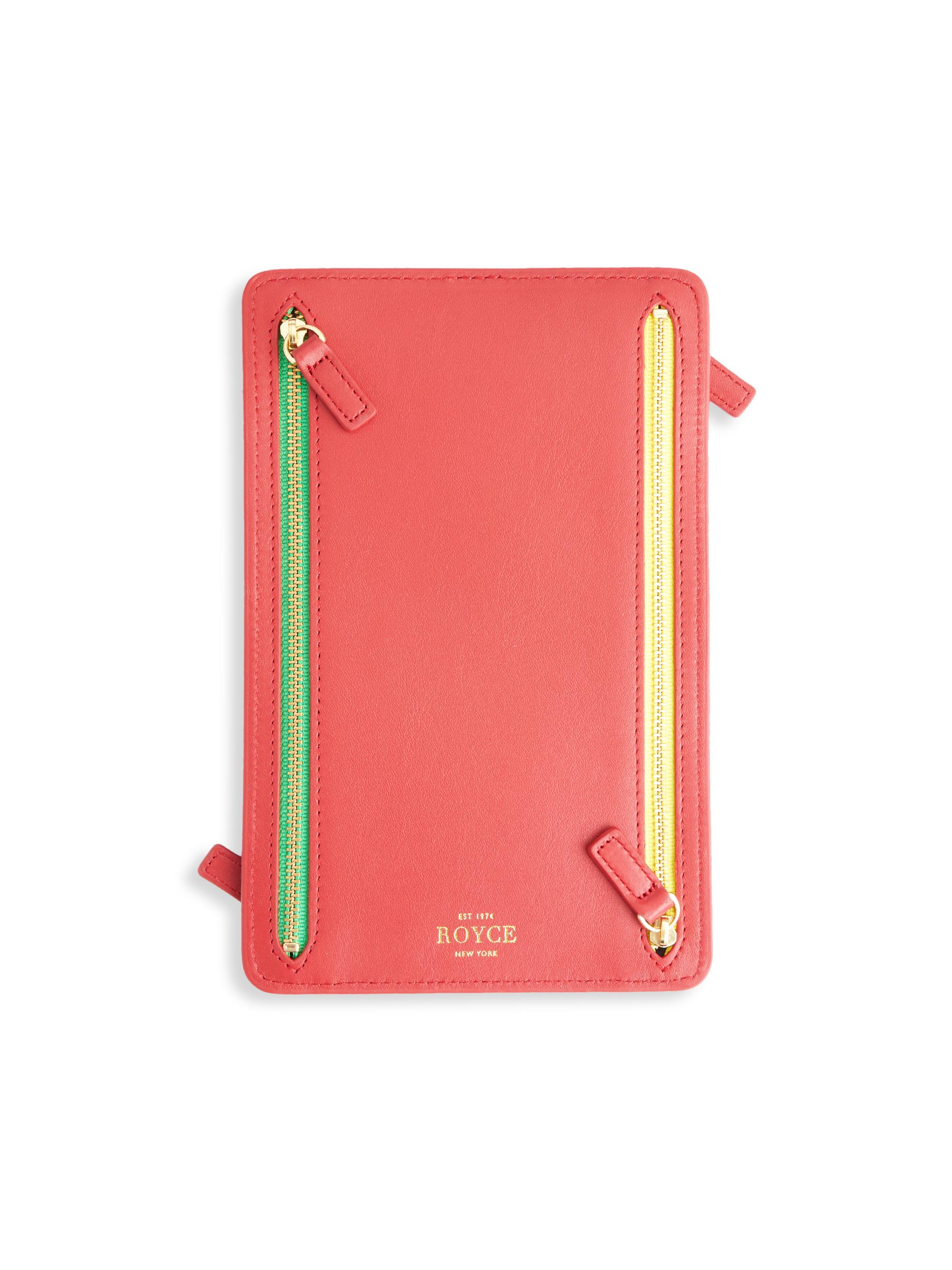 Royce New York Women's RFID-Blocking 4-Zip Leather Travel Organizer - Red | Thumbnail 4
