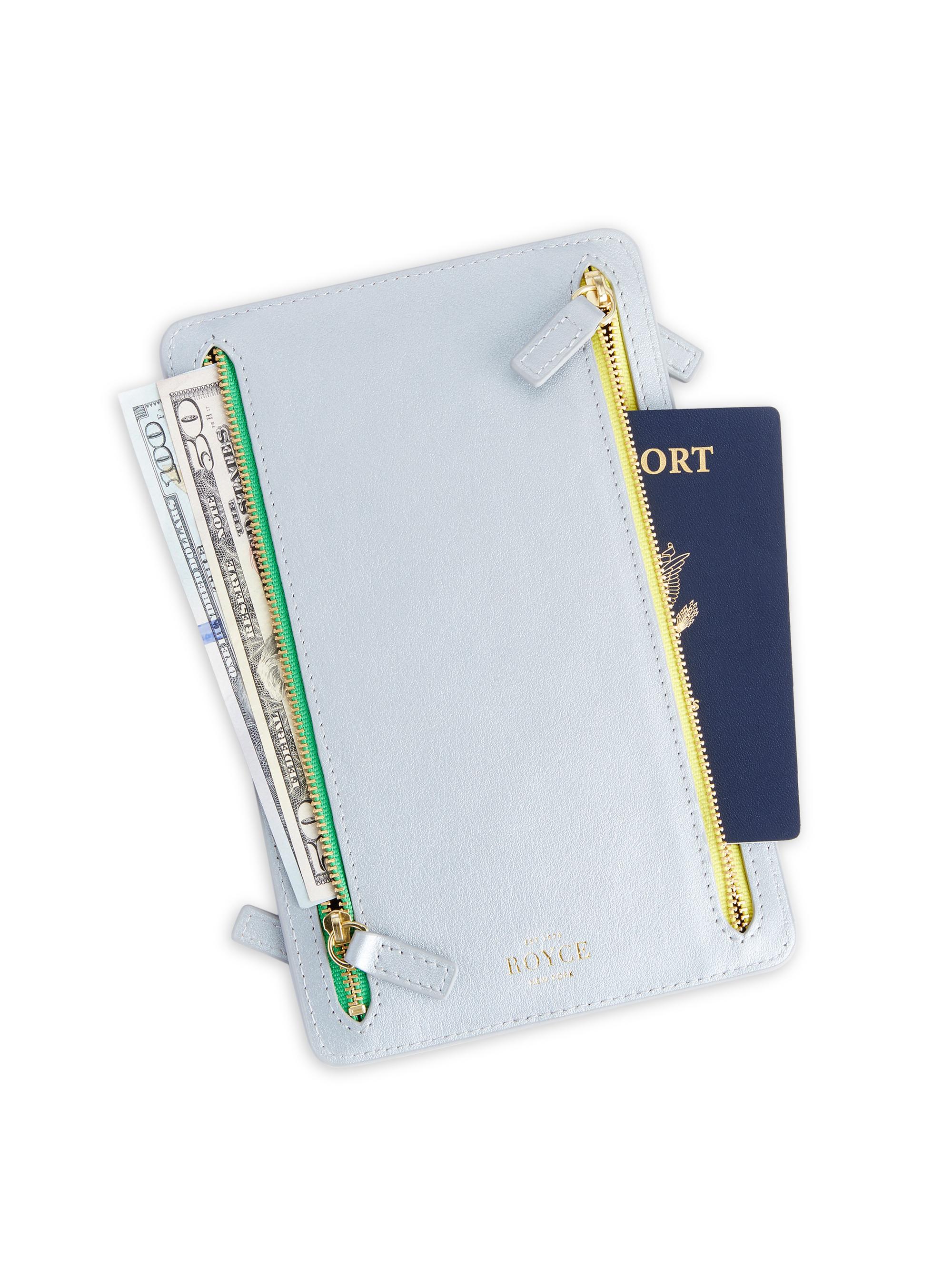 Royce New York Women's RFID-Blocking 4-Zip Leather Travel Organizer - Silver | Thumbnail 4