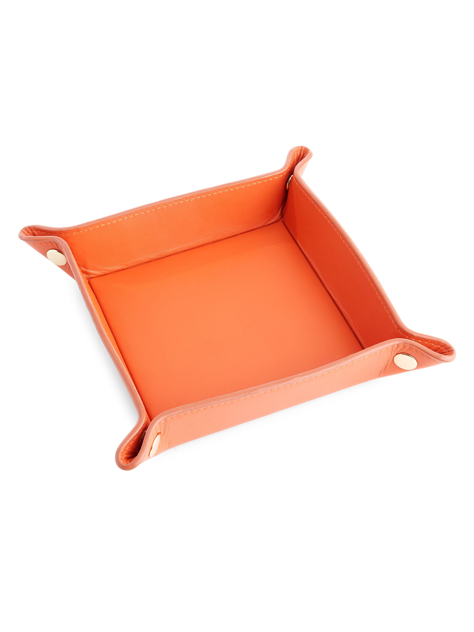 Royce New York Women's Leather Catchall Tray - Orange | Thumbnail 2