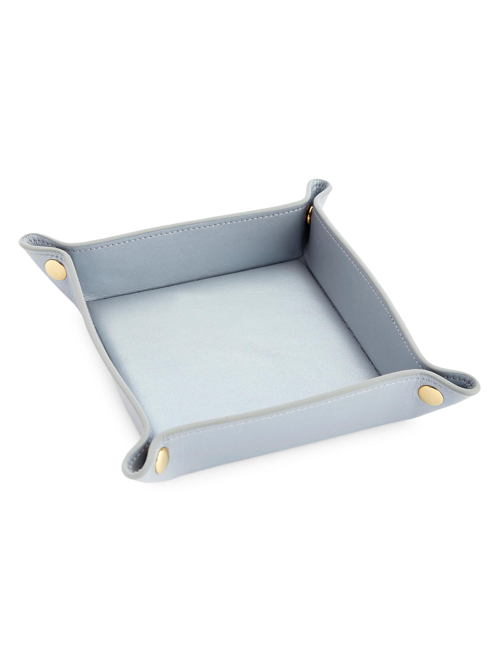 Royce New York Women's Leather Catchall Tray - Silver