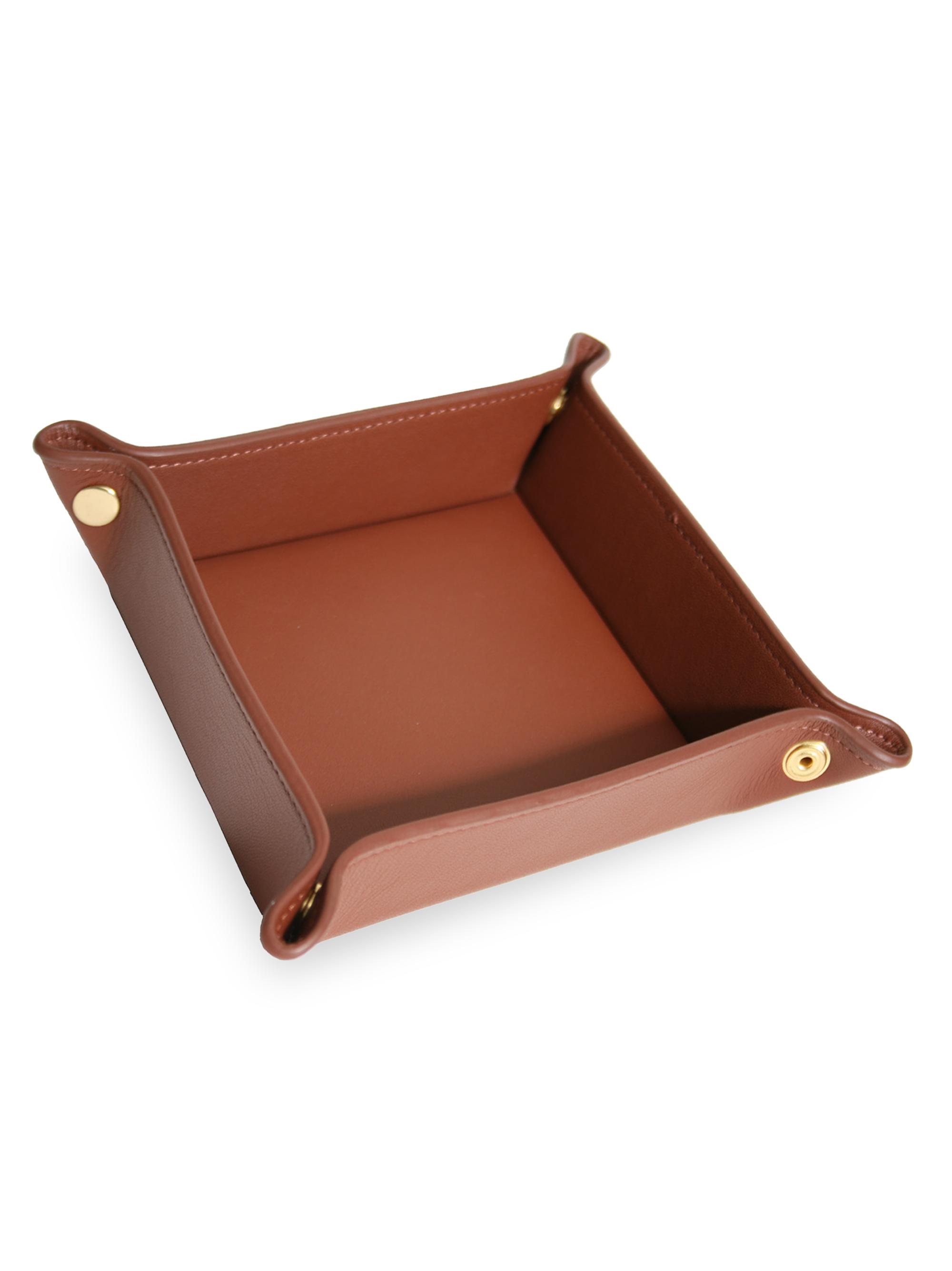 Royce New York Women's Leather Catchall Tray - Tan