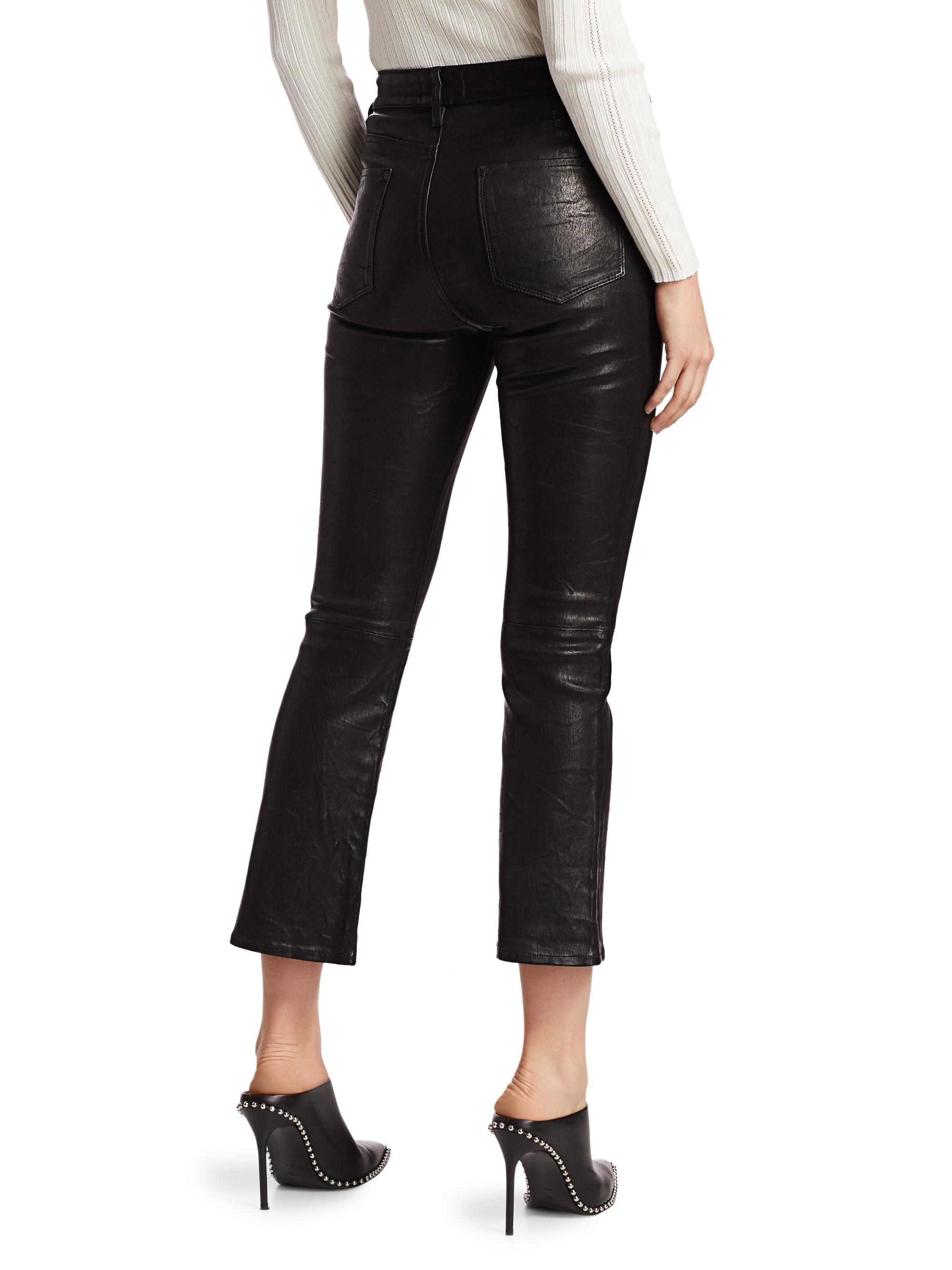 Frame Le Crop High-Rise Mini Bootcut Leather Pants Saks Fifth Avenue