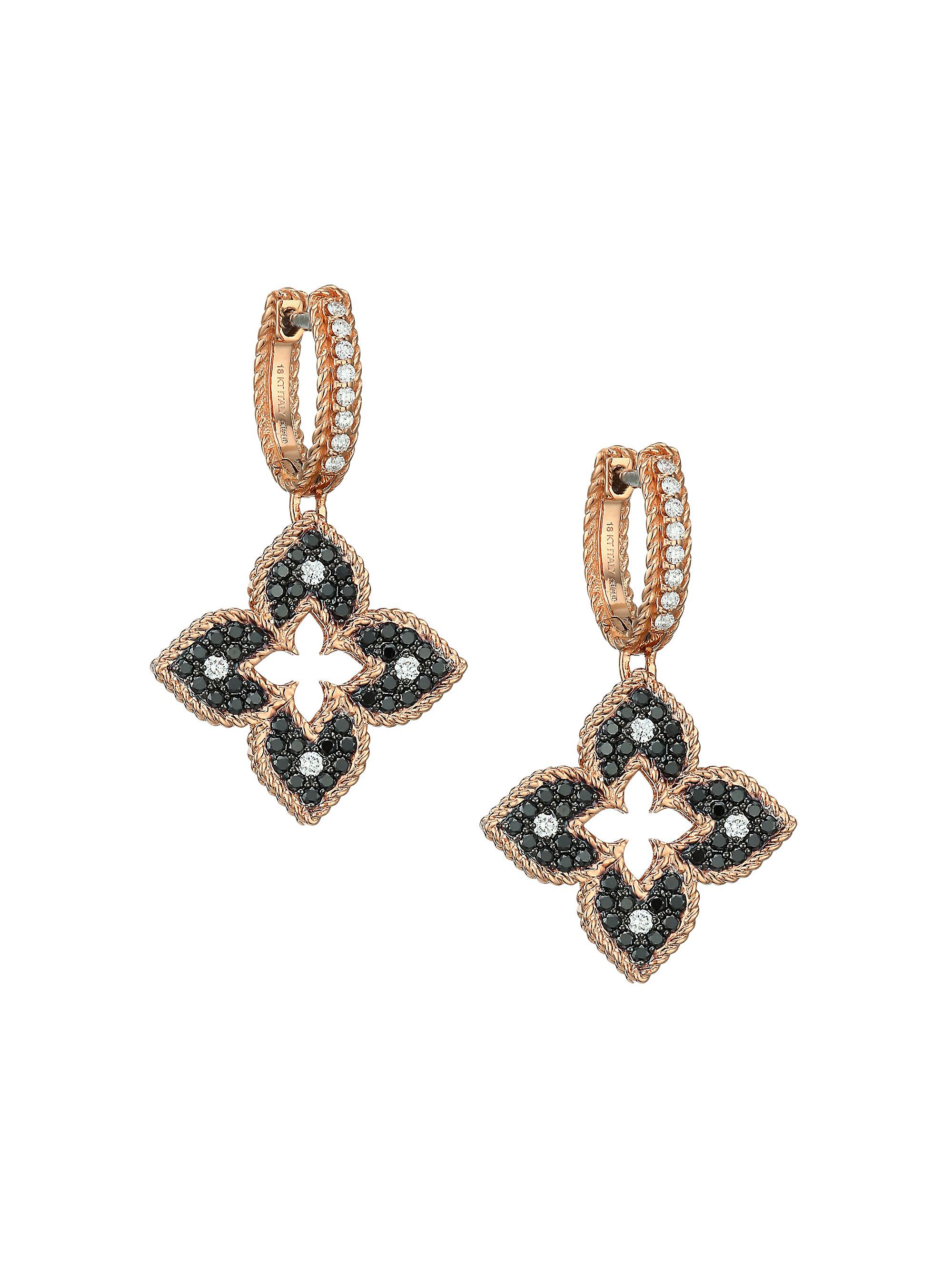 Roberto Coin Women's Petite Venetian 18K Rose Gold, Black & White Diamond Drop Earrings - Rose Gold