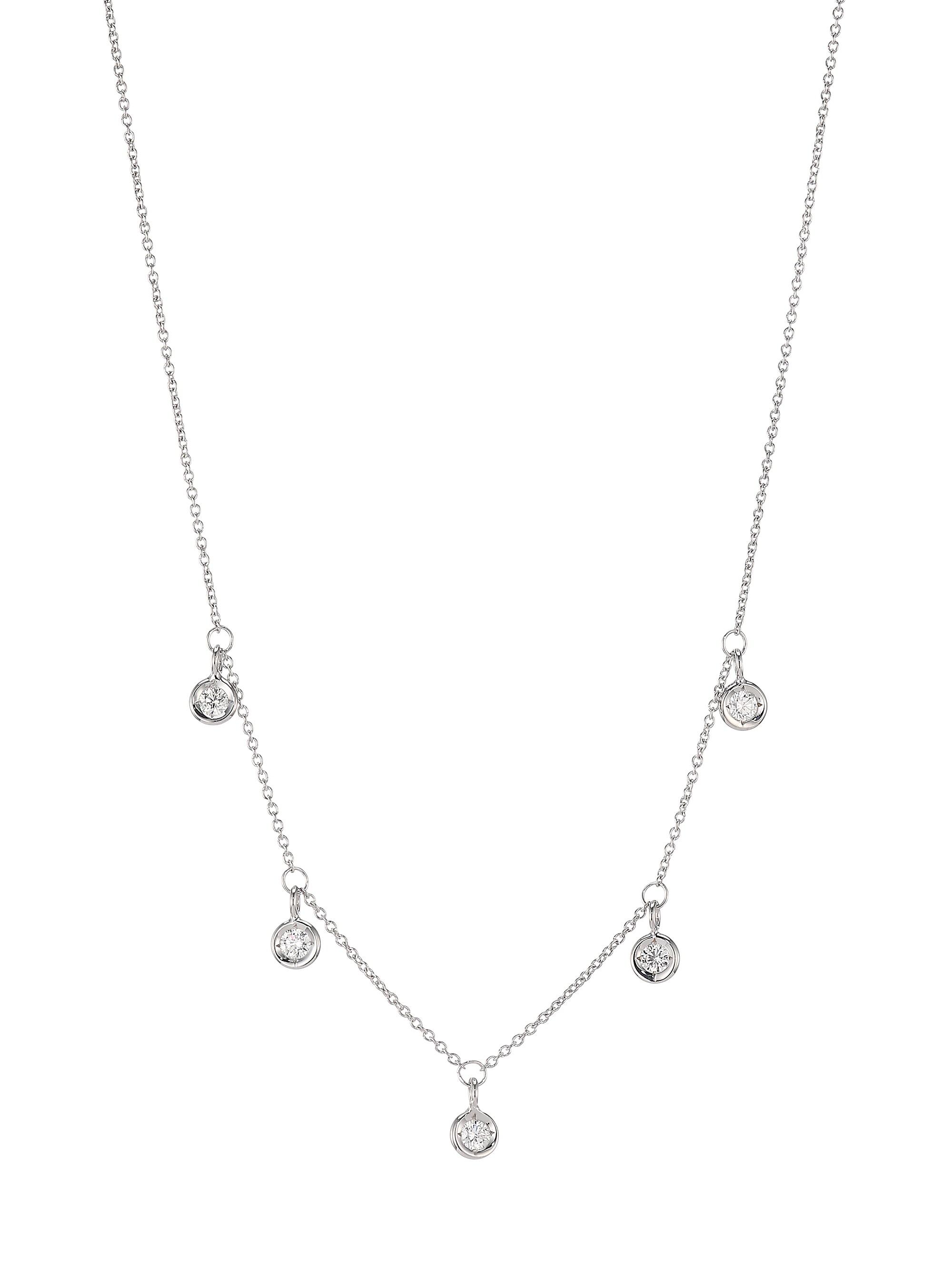 Roberto Coin Women's Diamond By The Inch 18K White Gold & Diamond Dangle Necklace - White Gold
