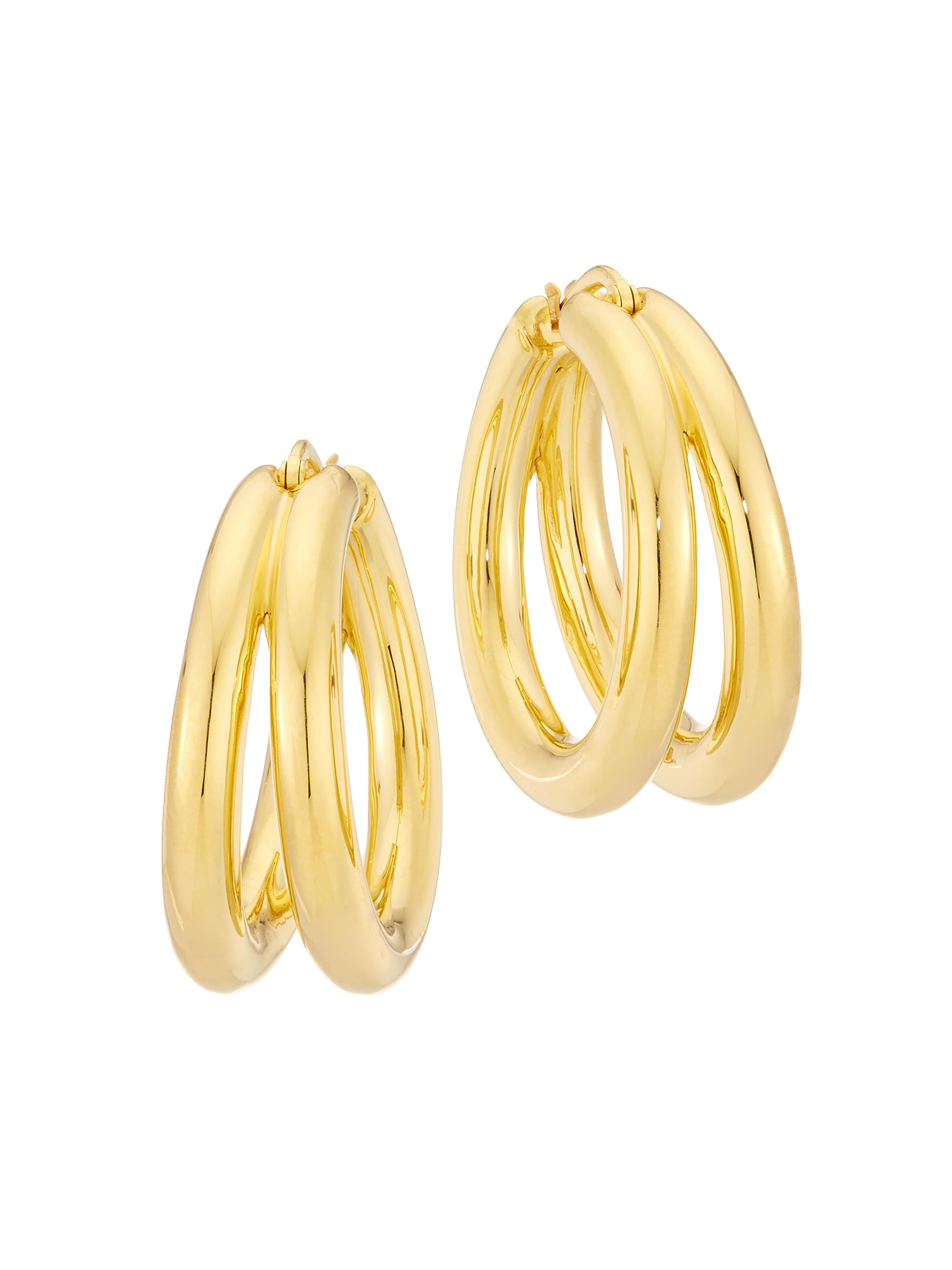 Roberto Coin Women's 18K Yellow Gold Double Hoop Earrings/32MM - Gold