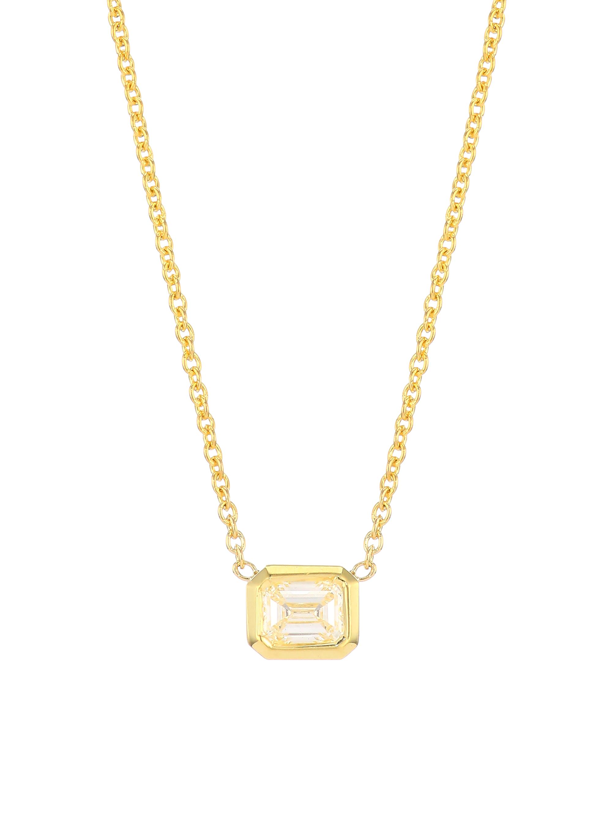 Roberto Coin Women's Tiny Treasures 18K Yellow Gold & Emerald-Cut Diamond Pendant Necklace - Gold