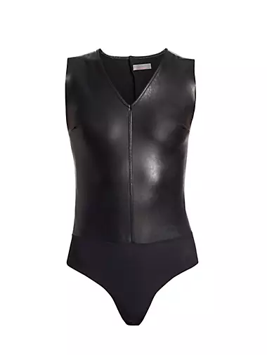 Faux Leather Sleeveless Bodysuit