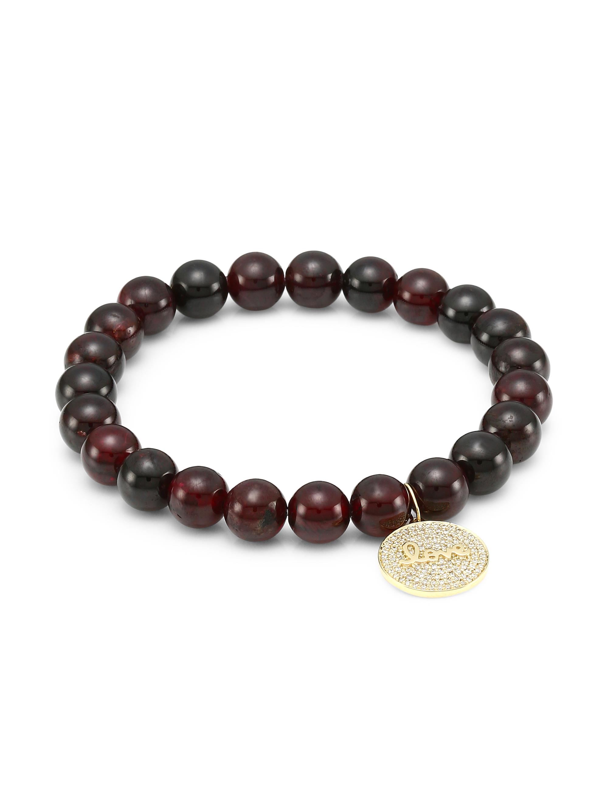 Sydney Evan Women's 14K Yellow Gold, Red Garnet & Diamond Medallion Bracelet - Yellow Gold