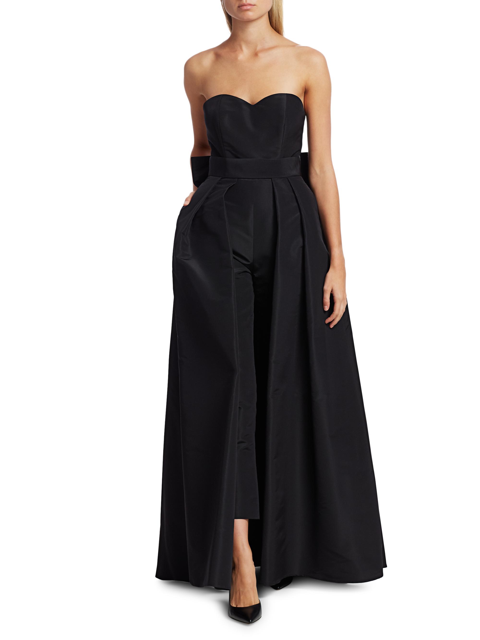 Alexia María Convertible Bow-Embellished Silk Faille Jumpsuit