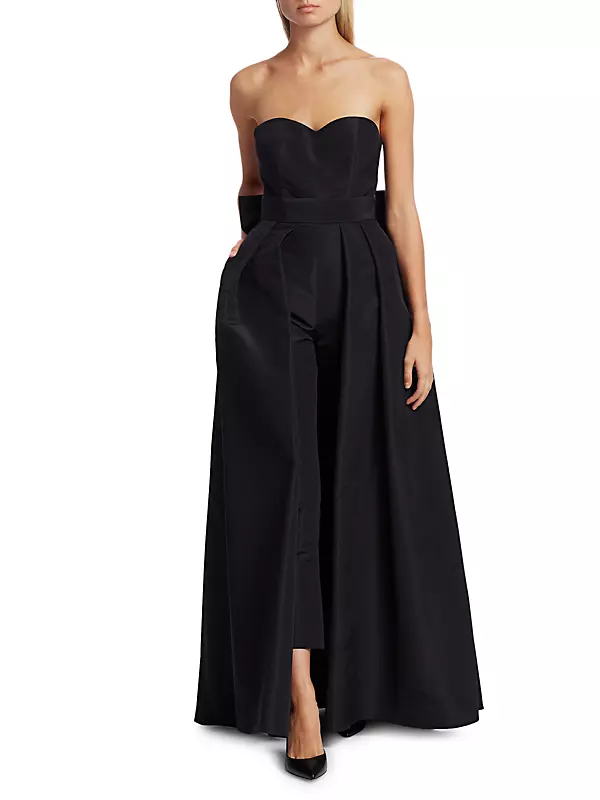 Convertible Bow-Embellished Silk Faille Jumpsuit