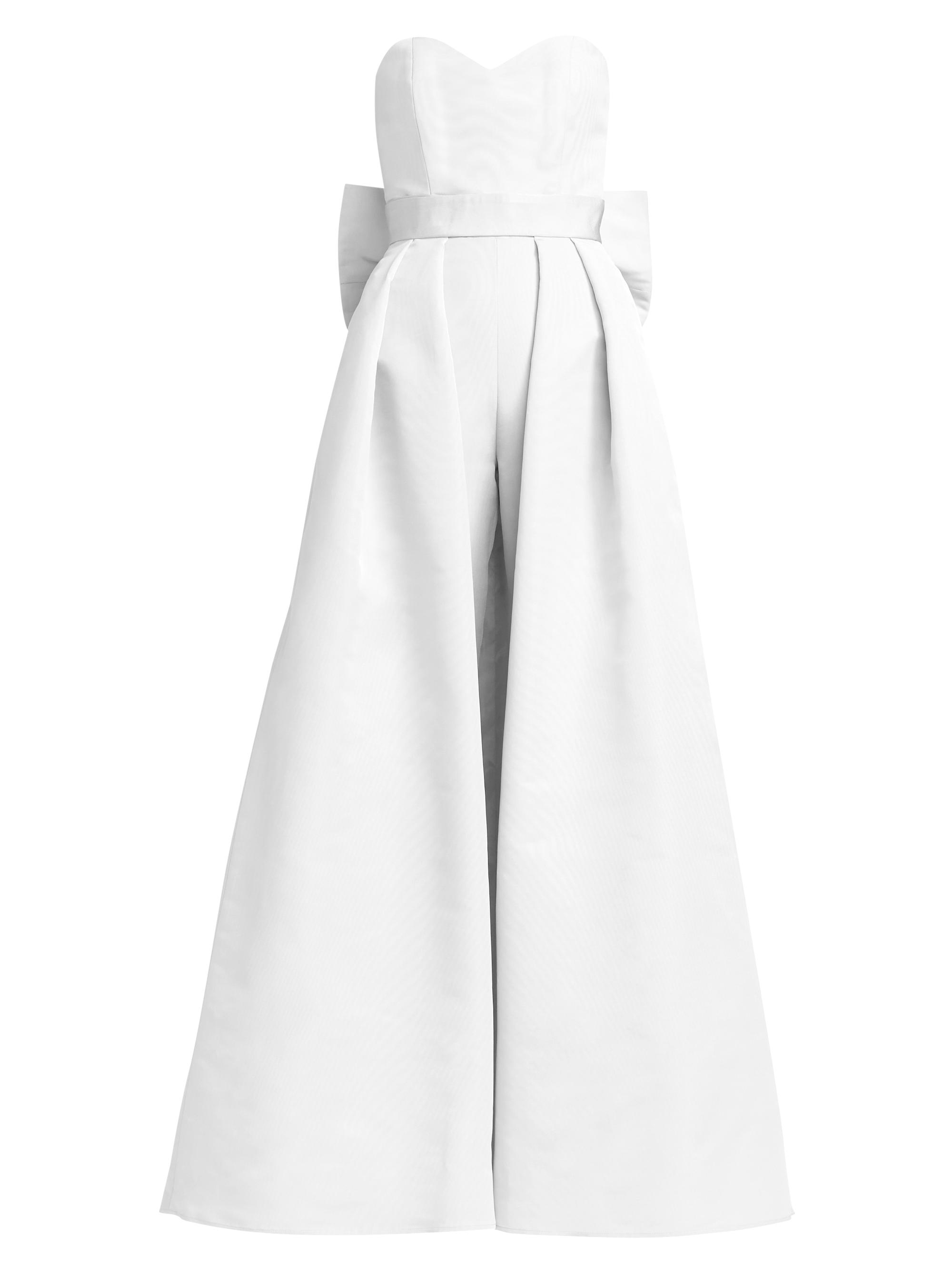 Alexia María Women's Convertible Bow-Embellished Silk Faille Jumpsuit - White
