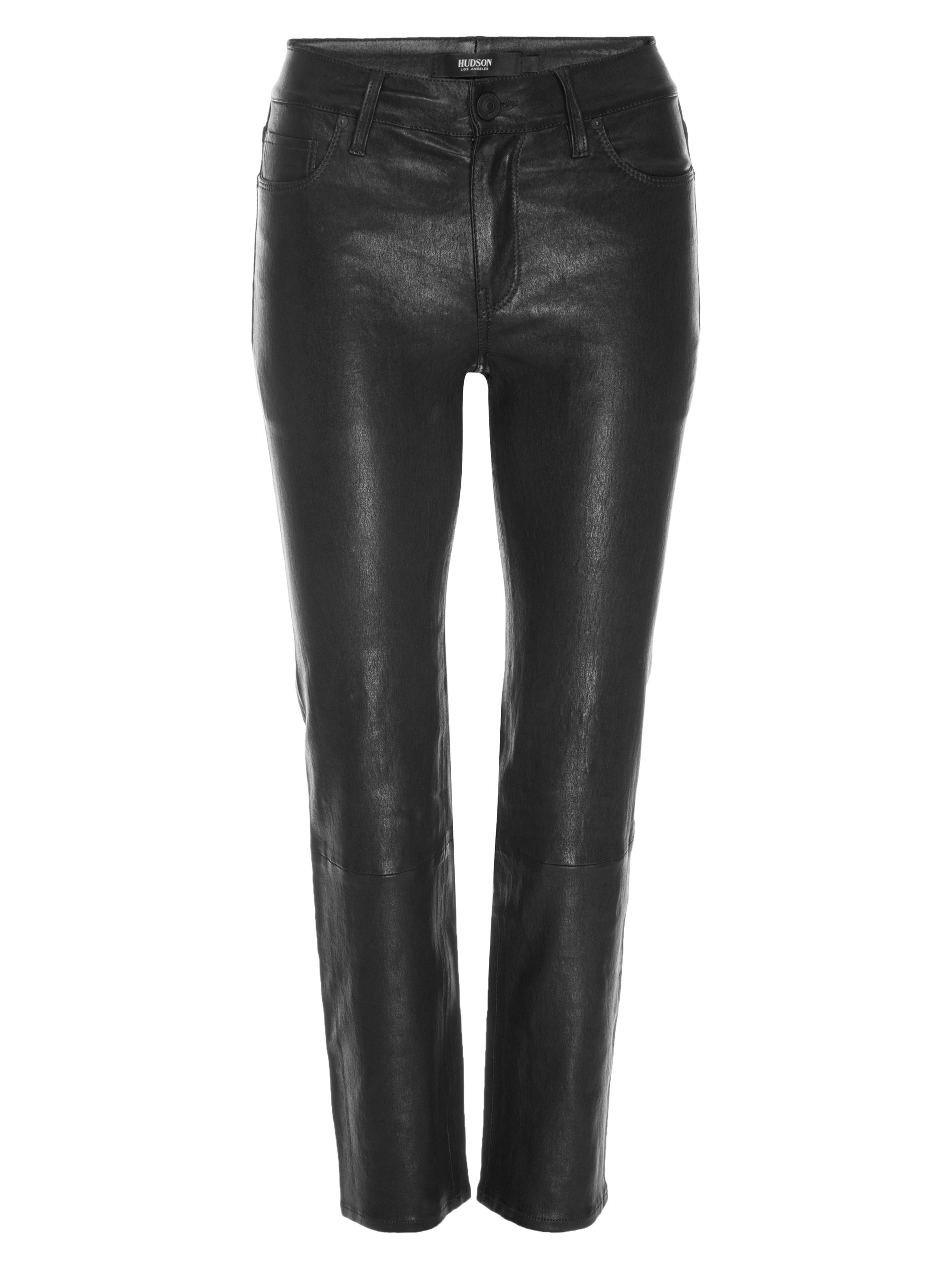 Hudson Jeans Women's Nico Mid-Rise Cigarette Leather Pants - Black