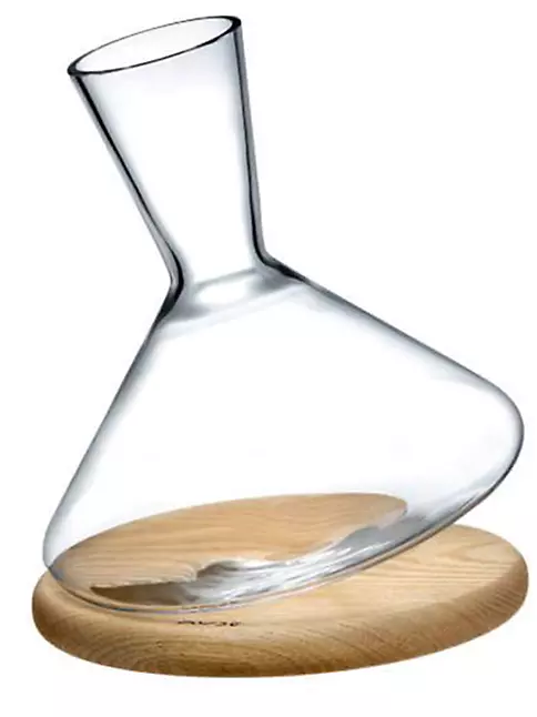 Glass Wine Decanter and Wood Base