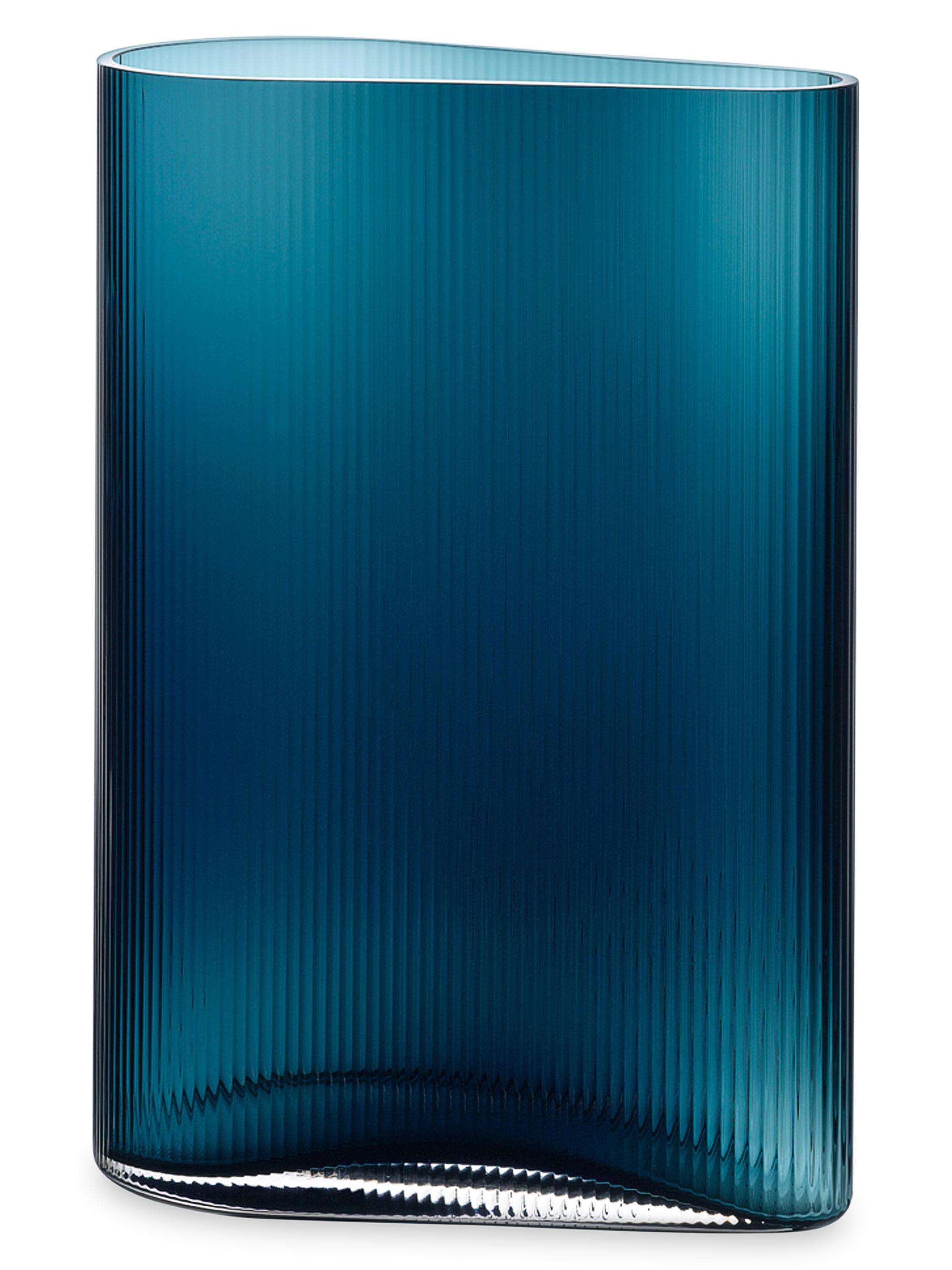 Nude Glass Mist Short Crystal Vase - Petrolium Green