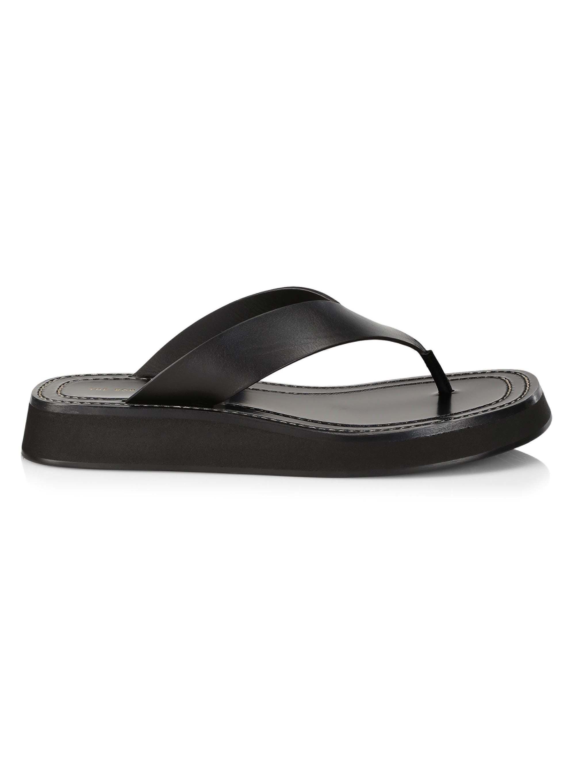 The Row Women's Ginza Leather Thong Sandals - Black