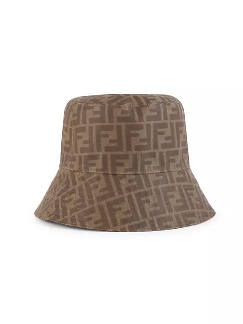 Fendi Logo-print Shearling Bucket Hat in Brown