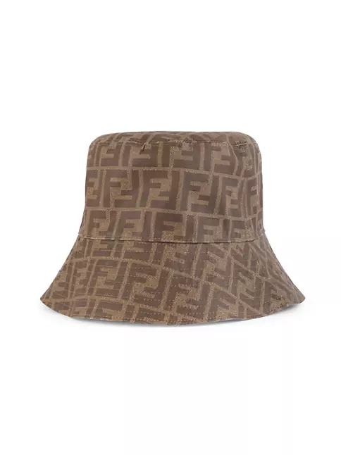 Fendi Logo-print Shearling Bucket Hat in Brown