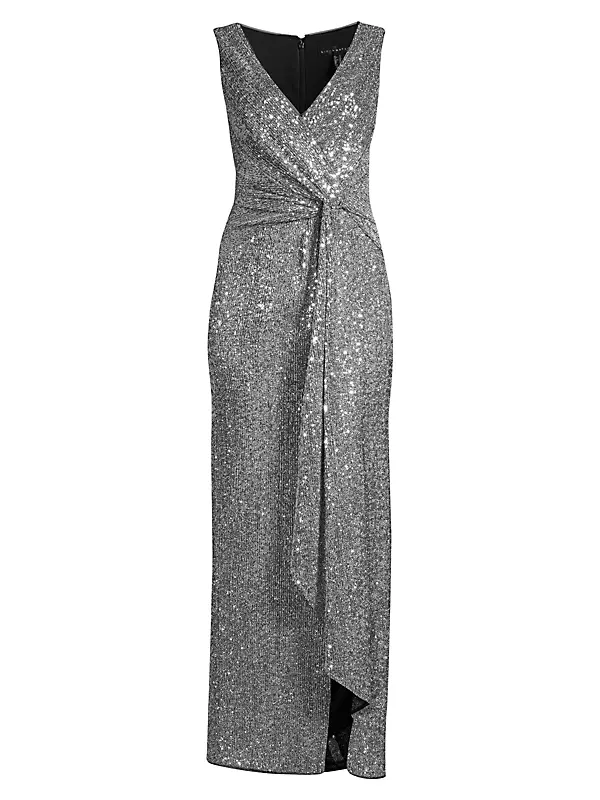 Twist Front Sequin Gown