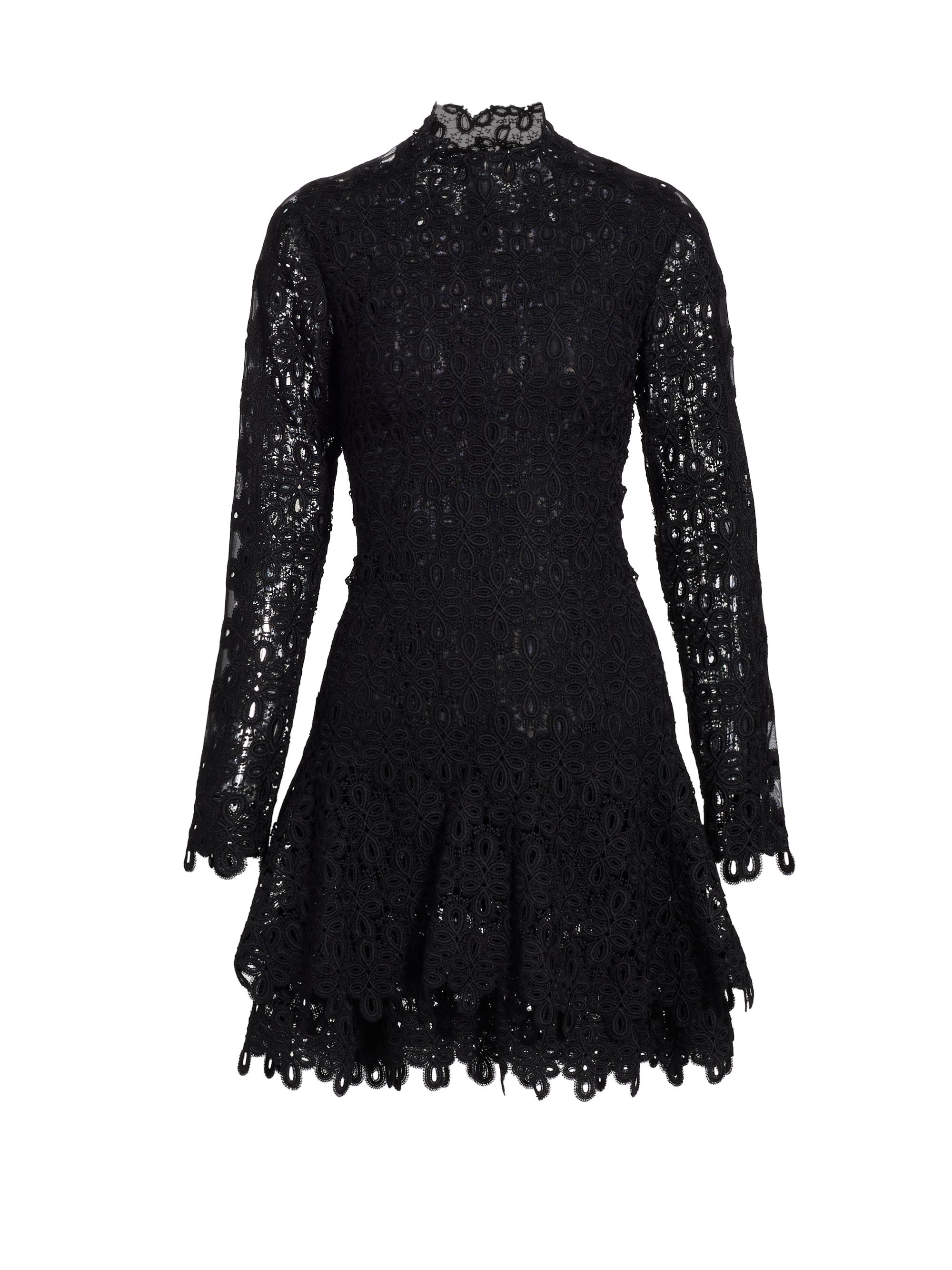 what to wear under sheer lace dress Black Sheer Lace Long Sleeve Bodycon Maxi Dress main image 1