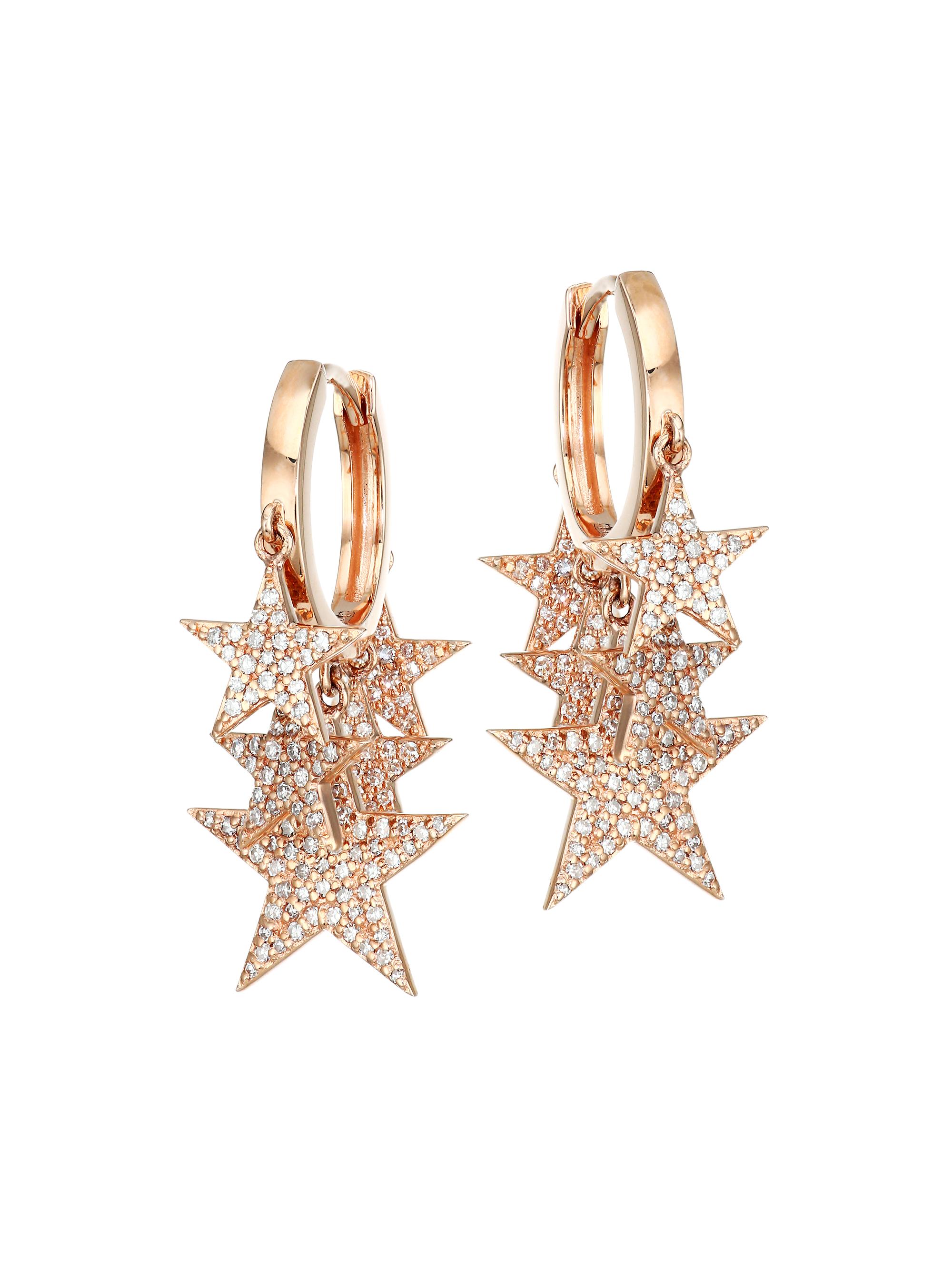 Nina Gilin Women's 18K Rose Gold & Diamond Pavé Star Charm Hoop Earrings - Rose Gold