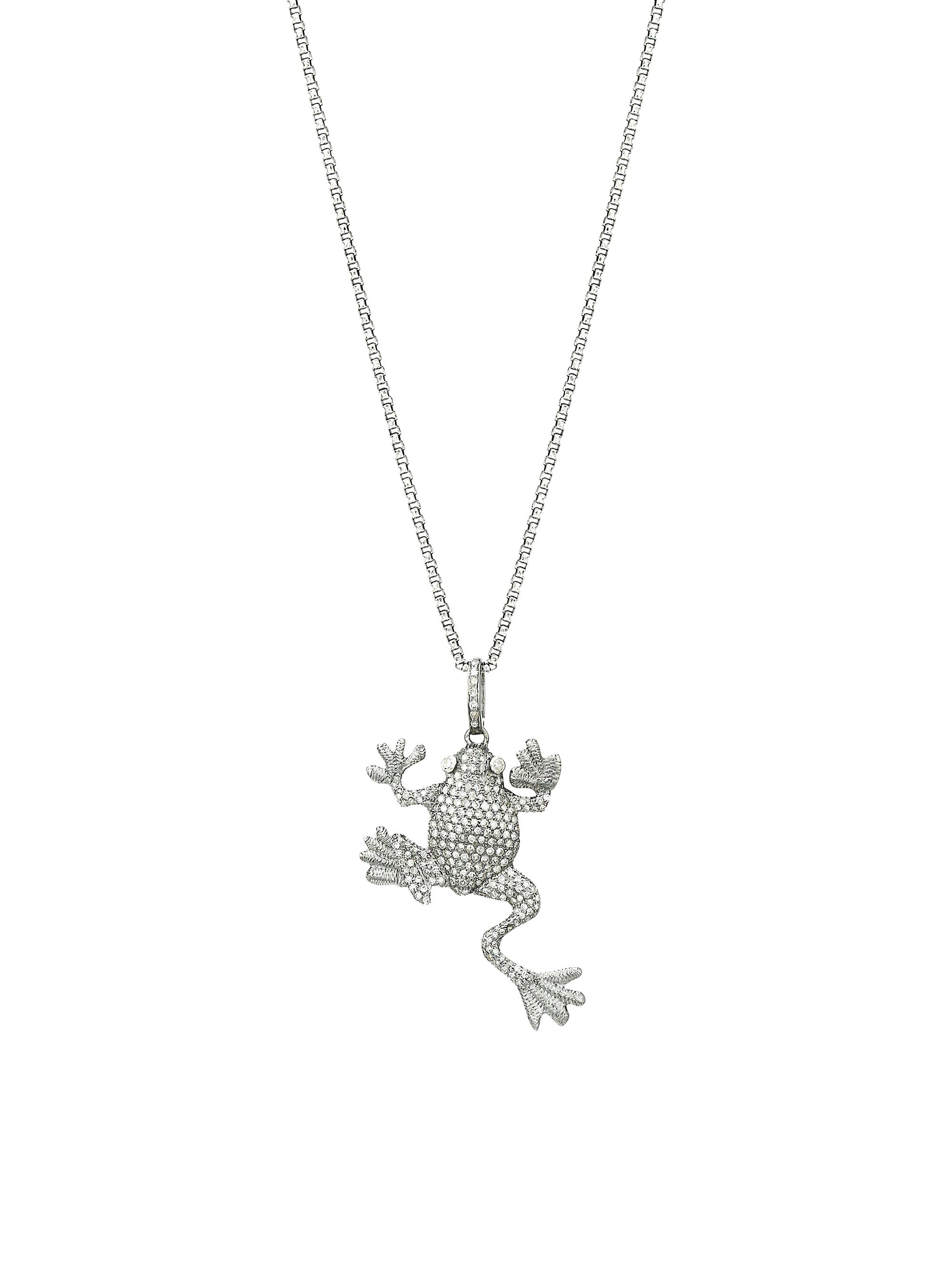Nina Gilin Women's Black Rhodium-Plated Silver & Diamond Pavé Frog Pendant Necklace - Black Rhodium