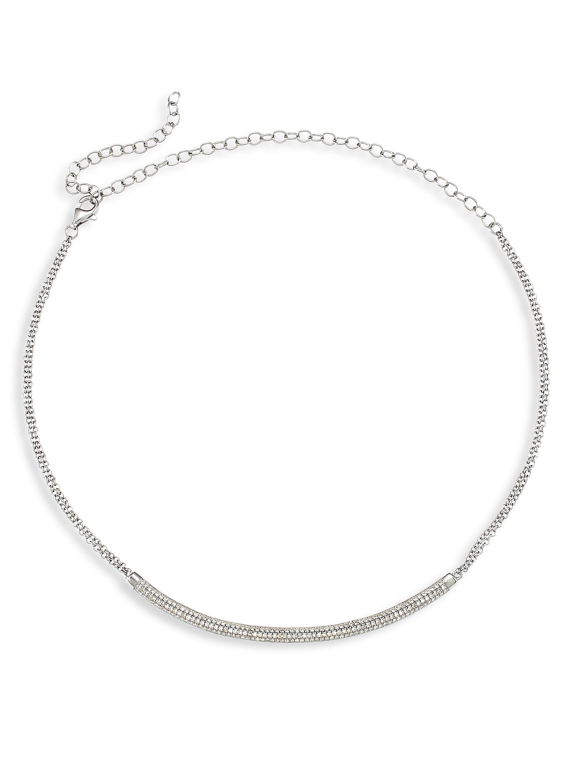 Nina Gilin Women's Black Rhodium-Plated Silver & Diamond Curved Bar Choker Necklace - Silvertone