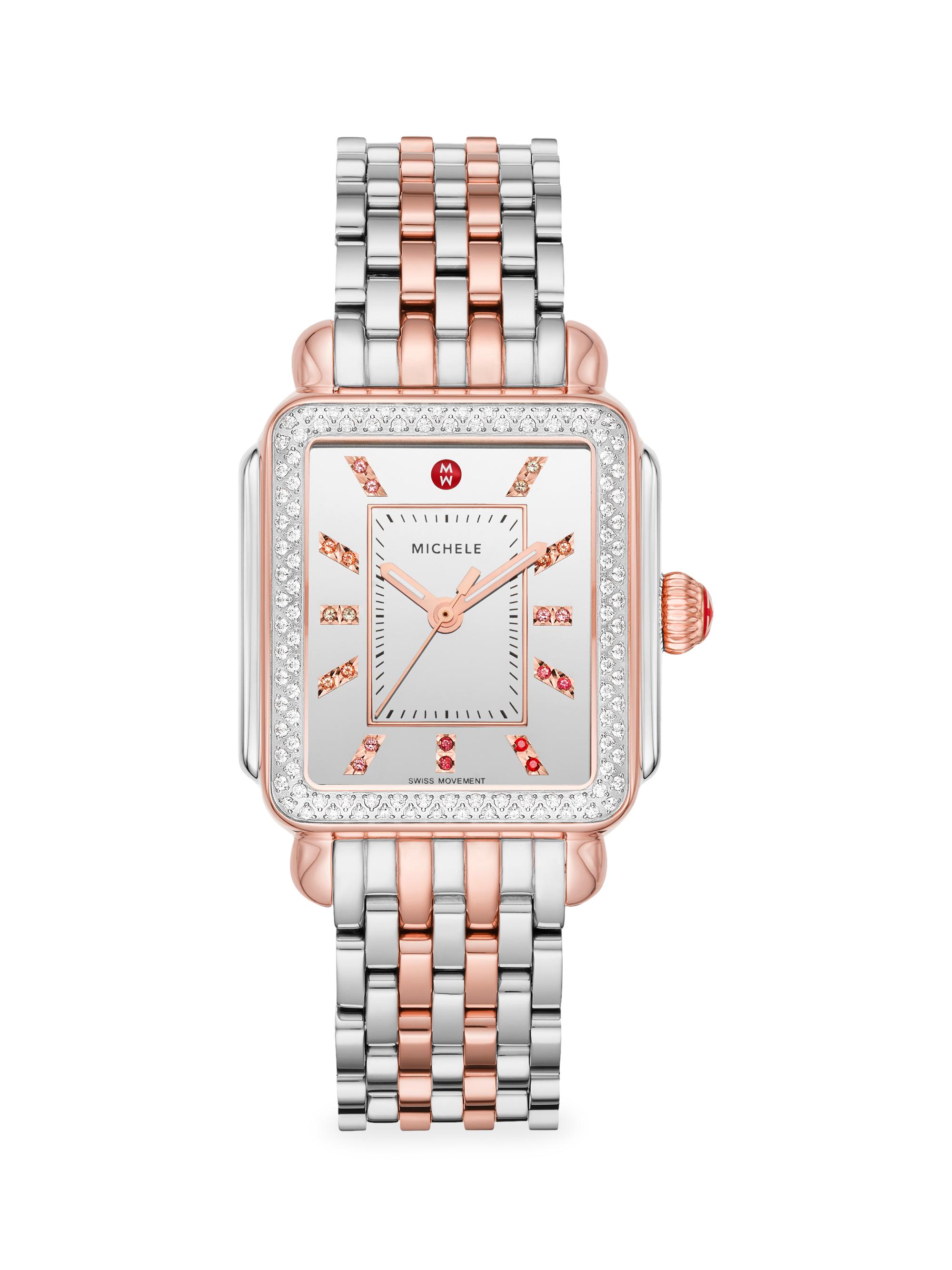 Michele Deco Diamond Rainbow Topaz Carousel Watch Michele Deco Carousel Dial Steel Women main image 3