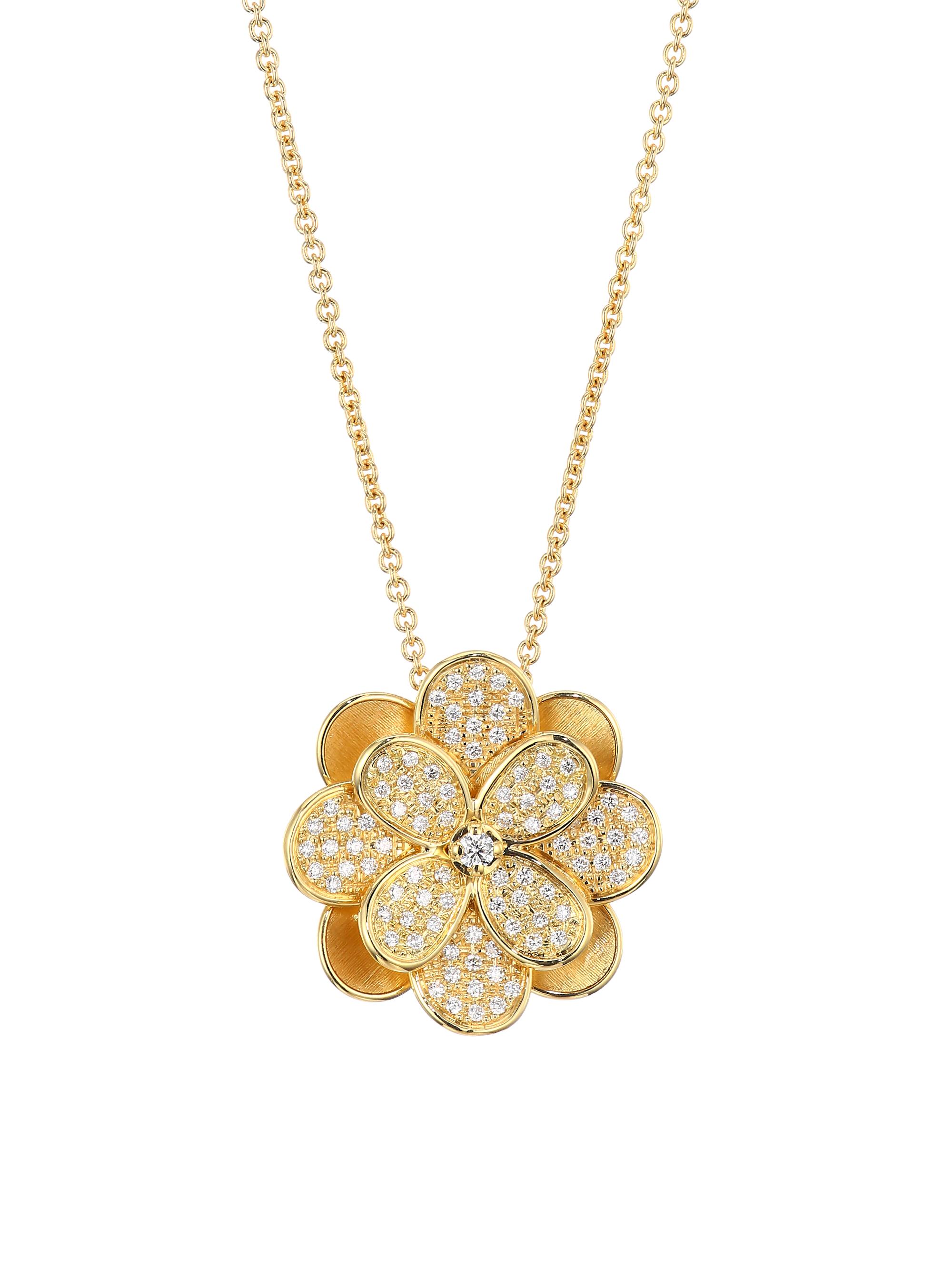 Marco Bicego Women's Petali 18K Yellow Gold & Diamond Pavé  Flower Pendant Necklace - Yellow Gold