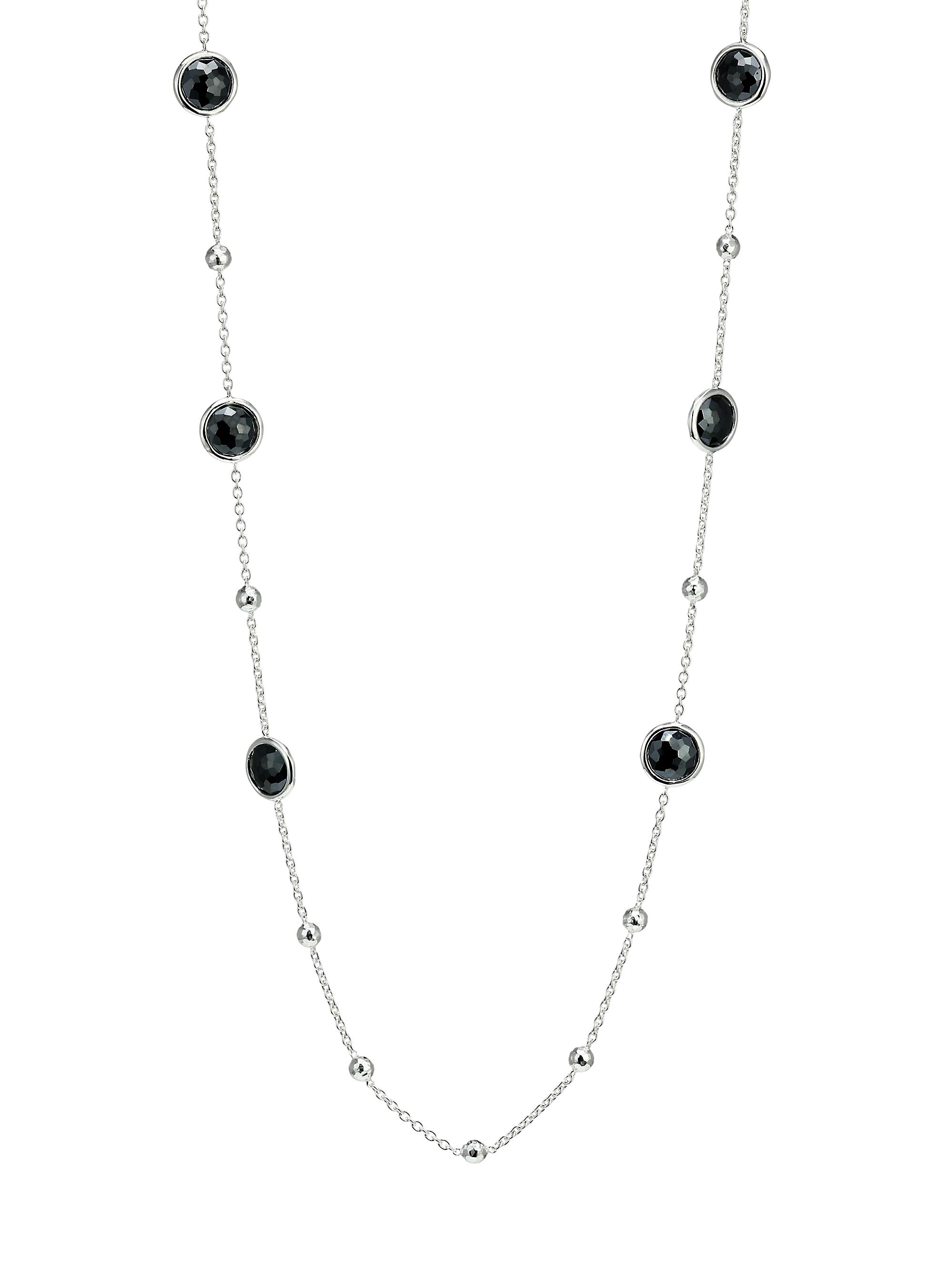 Ippolita Women's Lollipop Sterling Silver, Hematite & Clear Quartz Ball and Stone Long Station Necklace - Silver