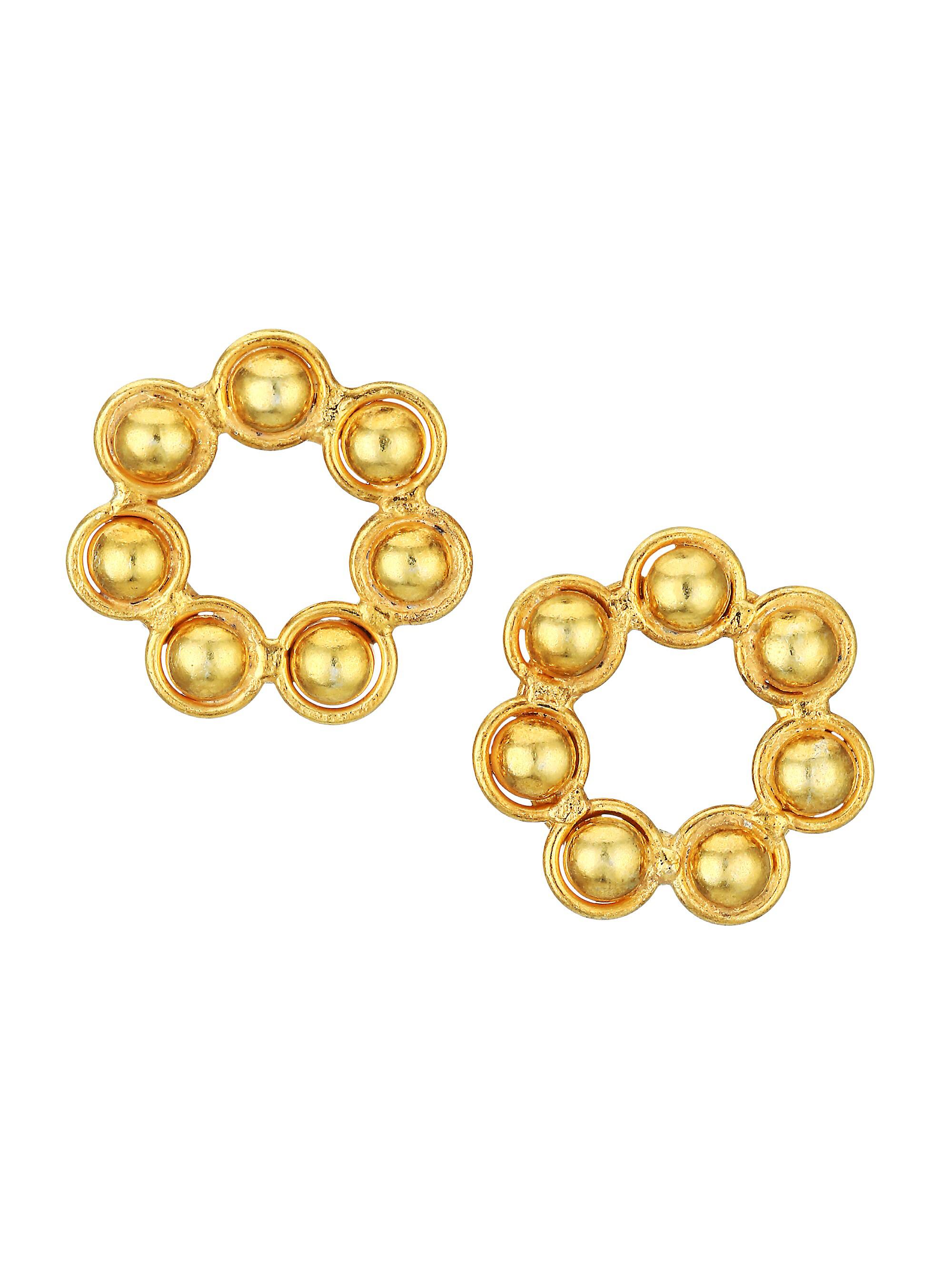 Sylvia Toledano Women's Daisy 22K Goldplated Circle Stud Earrings - Yellow Goldtone