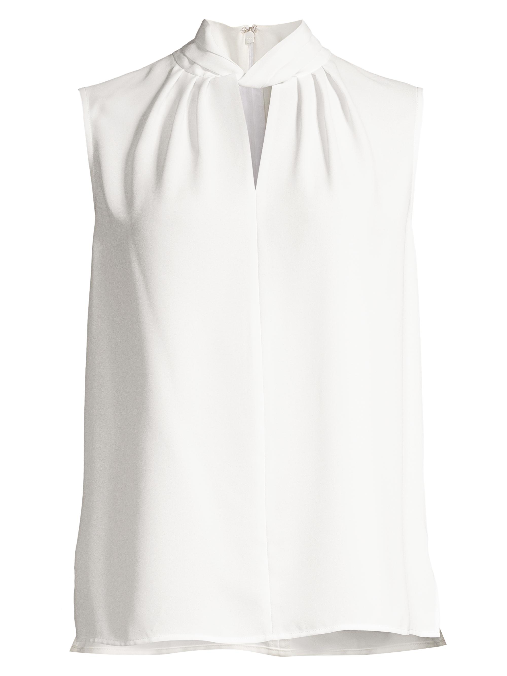 Misook Women's Sleeveless Twist Neck Top - White