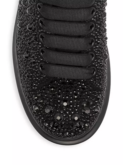 Alexander McQueen Black Crystal Embellished Leather Oversized Sneakers Size  43 Alexander McQueen