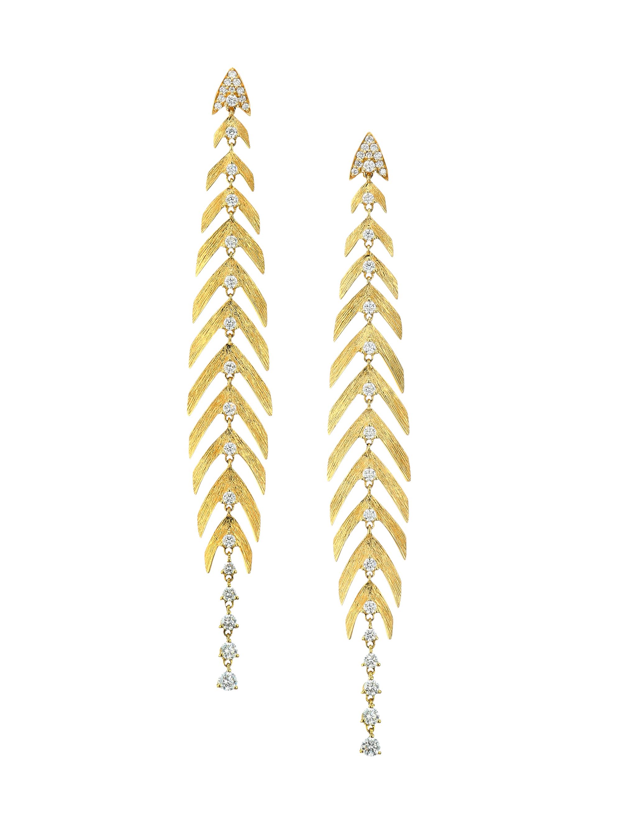 Hueb Women's Bahia 18K Yellow Gold & Diamond Leaf Drop Earrings - Bahia