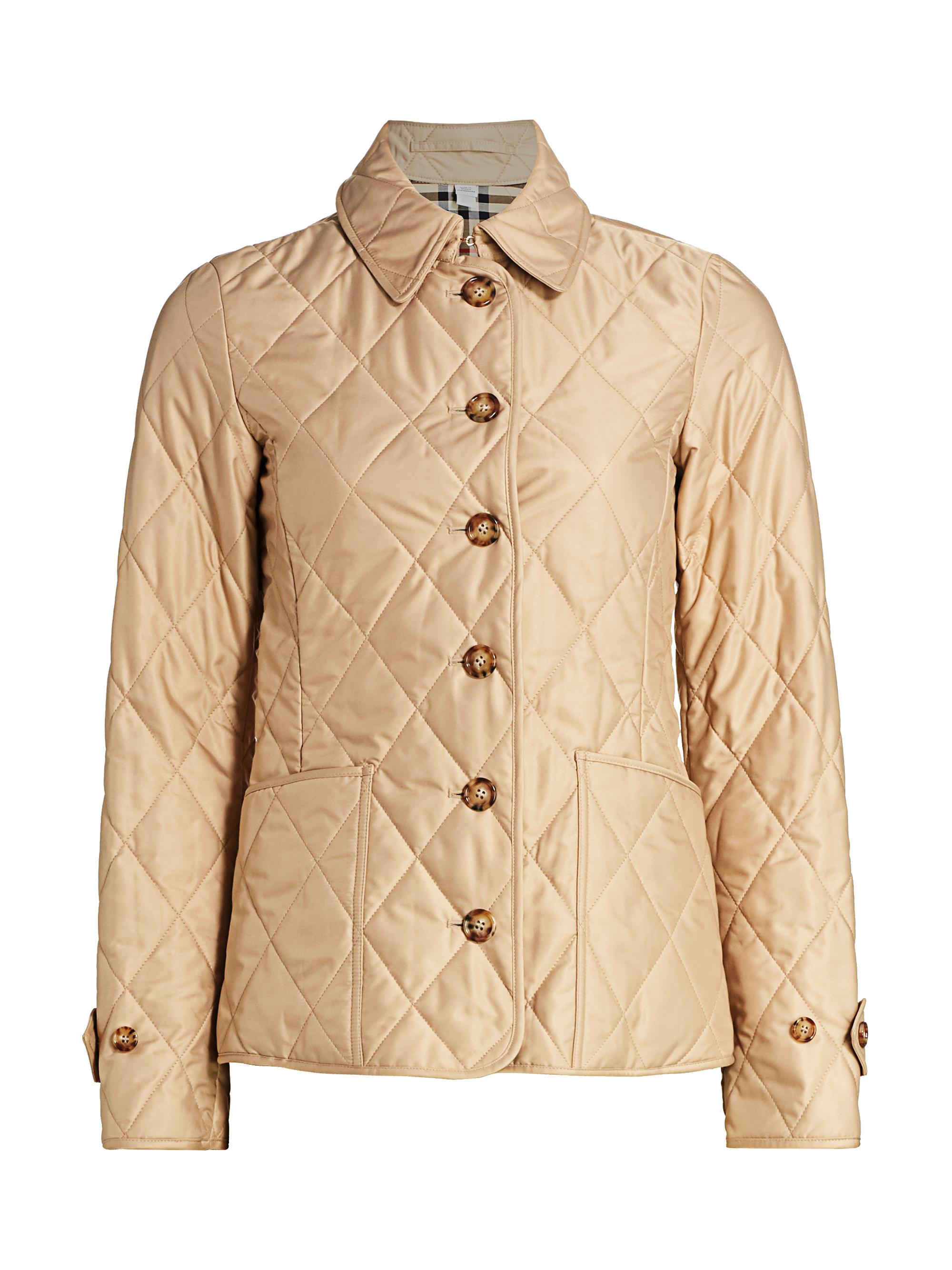 Burberry Women's Fernleigh Quilted Logo Jacket - Dusty Beige