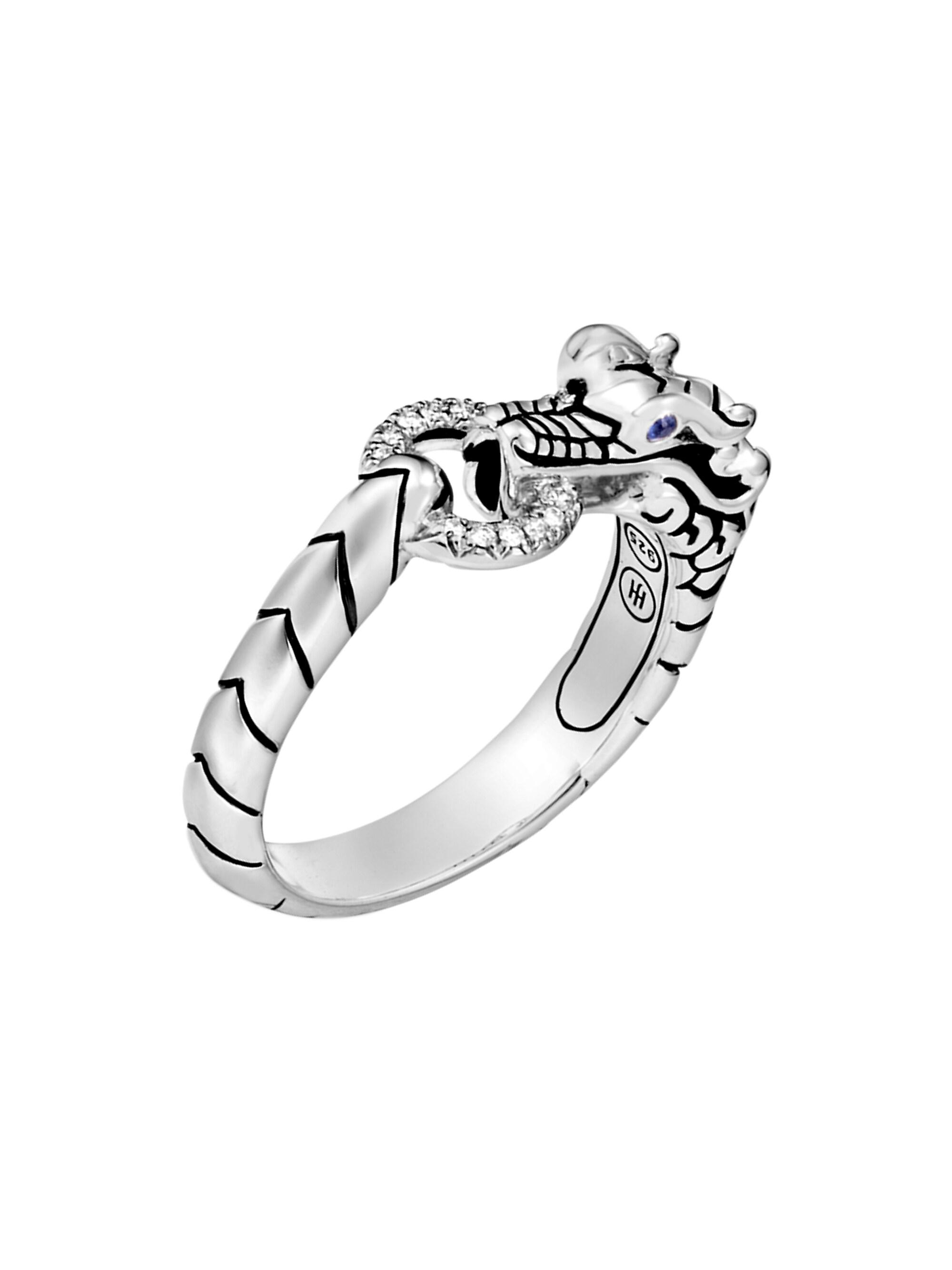 John Hardy Women's Naga Dragon Sterling Silver, Diamond Pavé & Blue Sapphire Dragon Head Ring - Silver