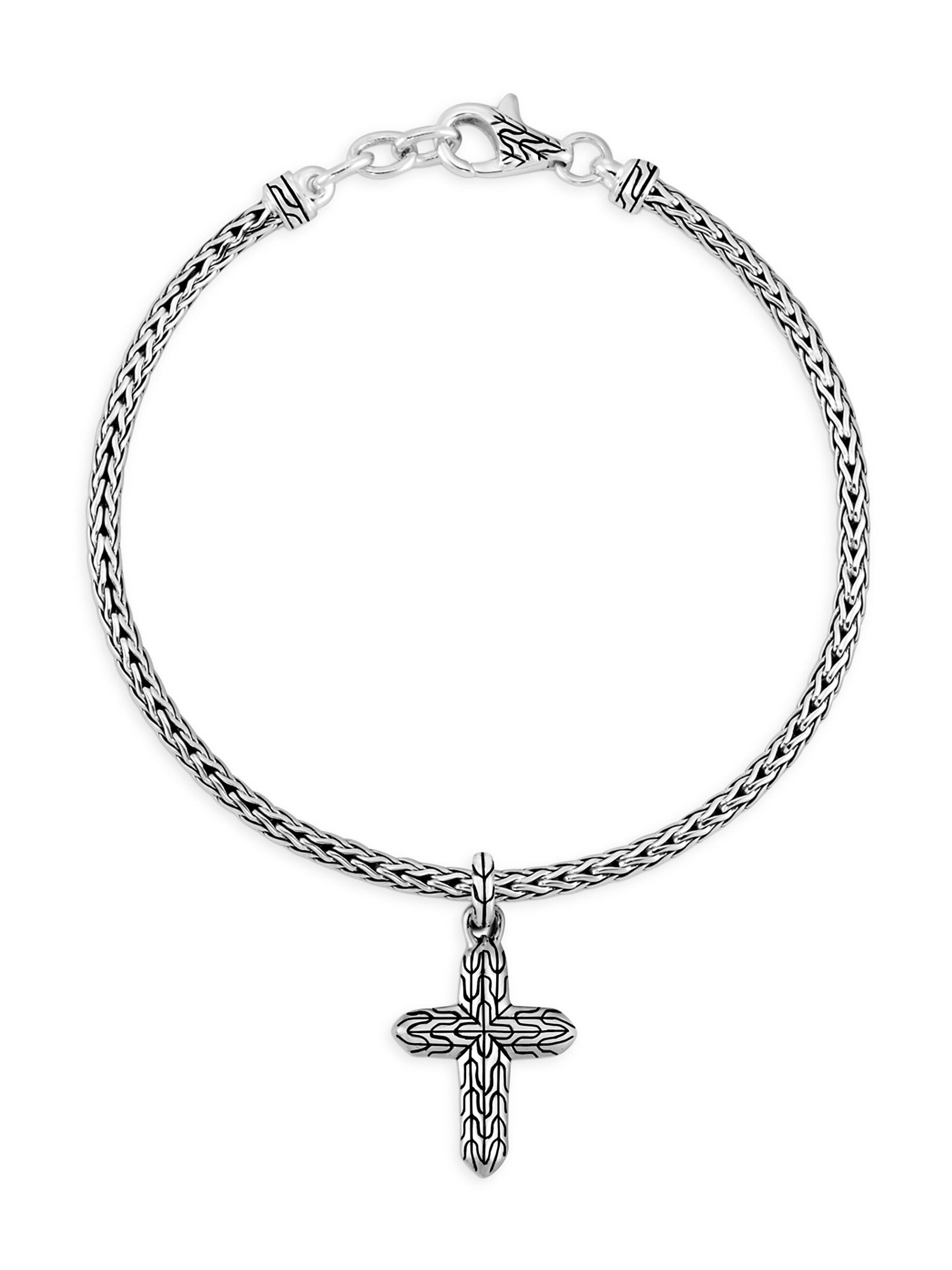 John Hardy Women's Classic Chain Sterling Silver Cross Charm Mini-Chain Bracelet - Silver