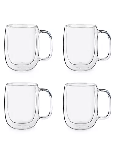 Sorrento Plus 4-Piece Double-Wall Glass Coffee Mug Set