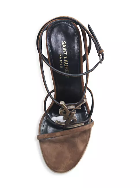 ysl yves saint laurent wedge espadrilles sandal patent leather top