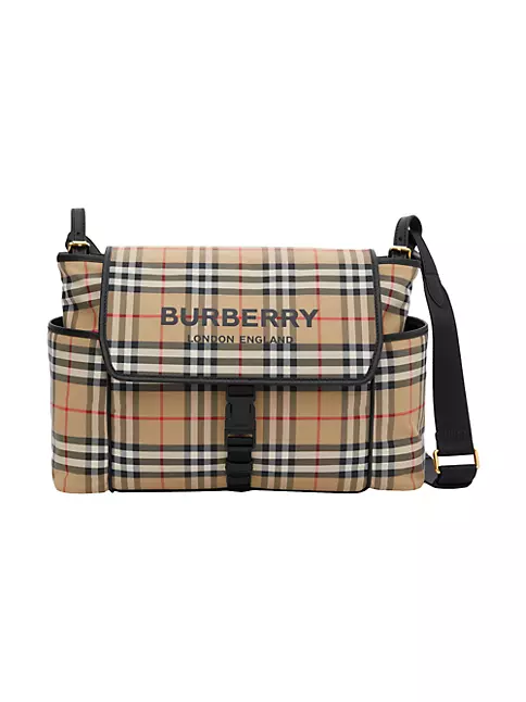 Shop Burberry Vintage Check Flap Diaper Bag