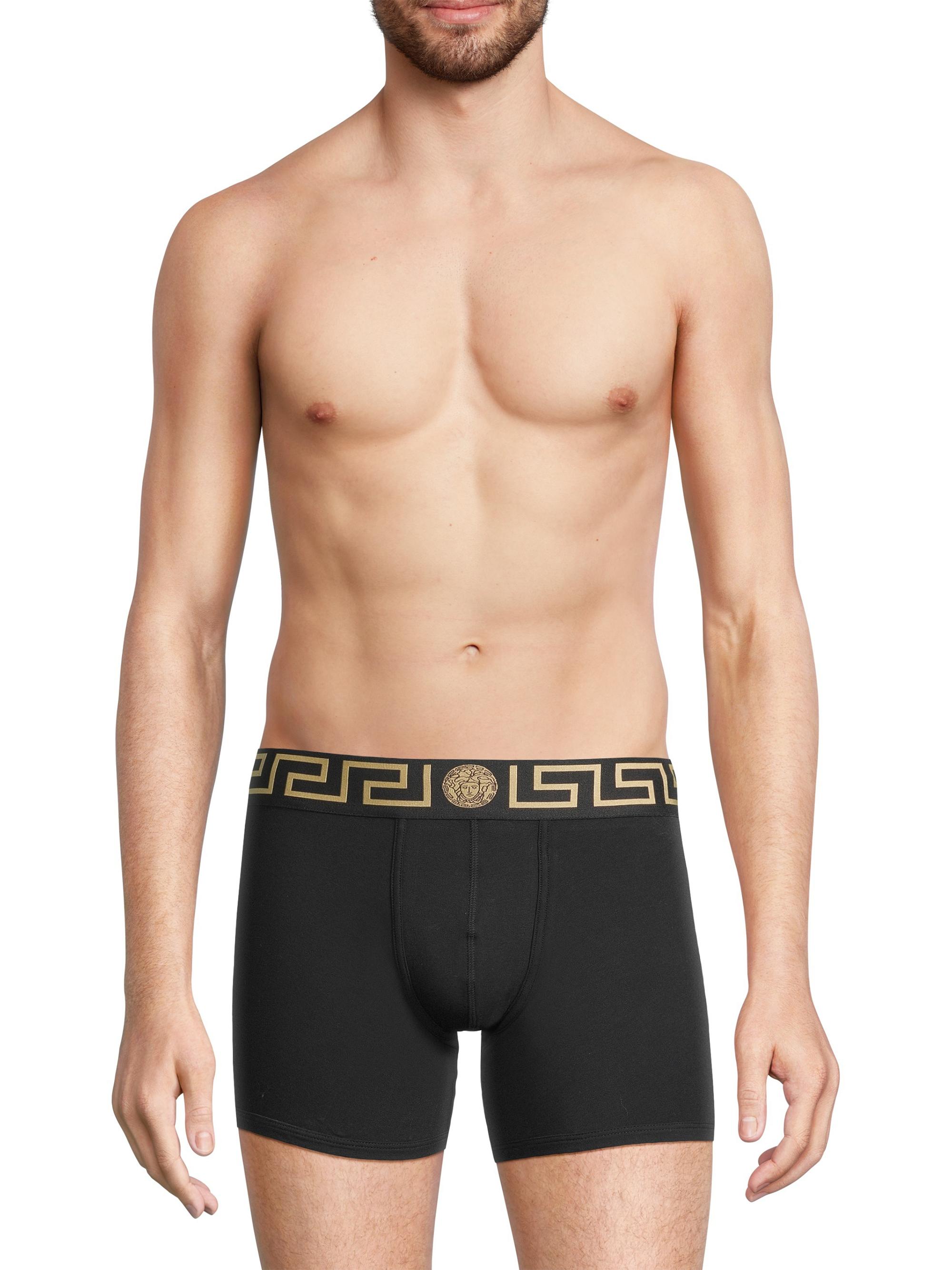 Versace Men's 2-Pack Trunk Boxer Briefs - Black Grey